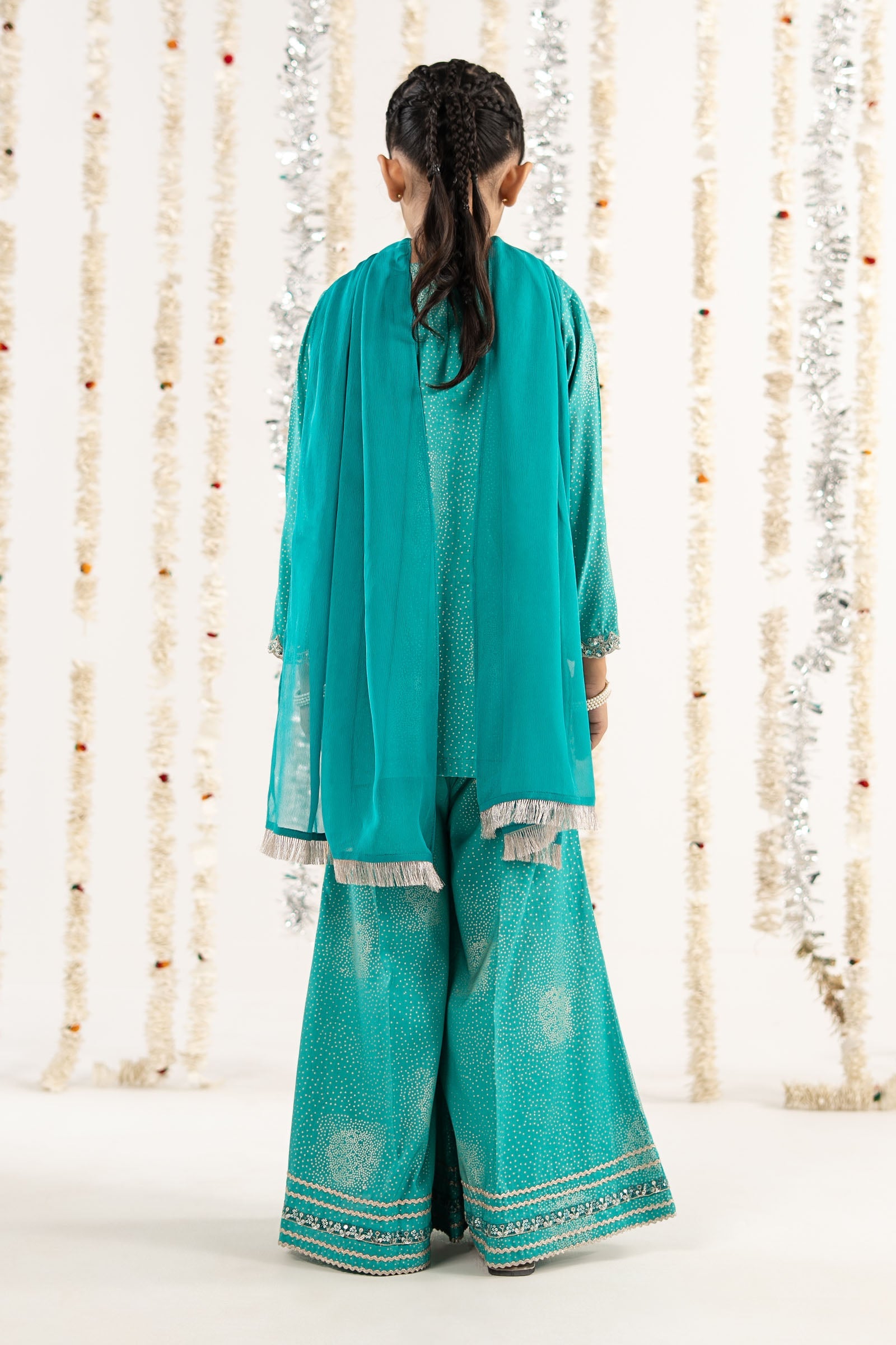 3 Piece Embroidered Raw Silk Suit