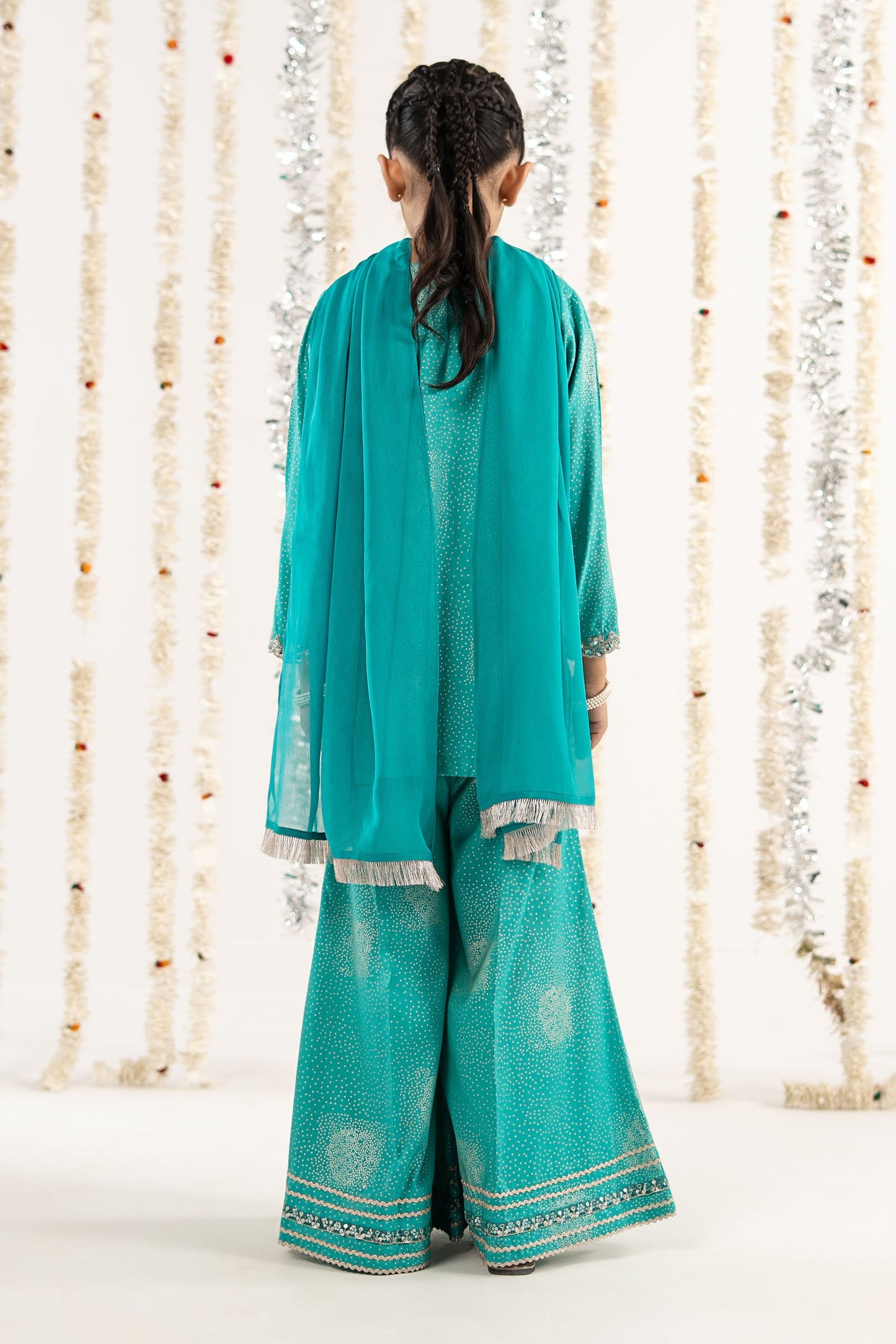 3 Piece Embroidered Raw Silk Suit
