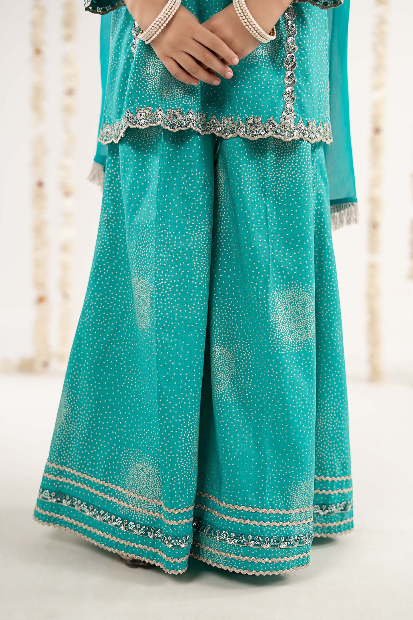 3 Piece Embroidered Raw Silk Suit