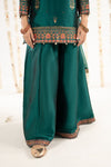 3 Piece Printed Two Tone Silk Suit