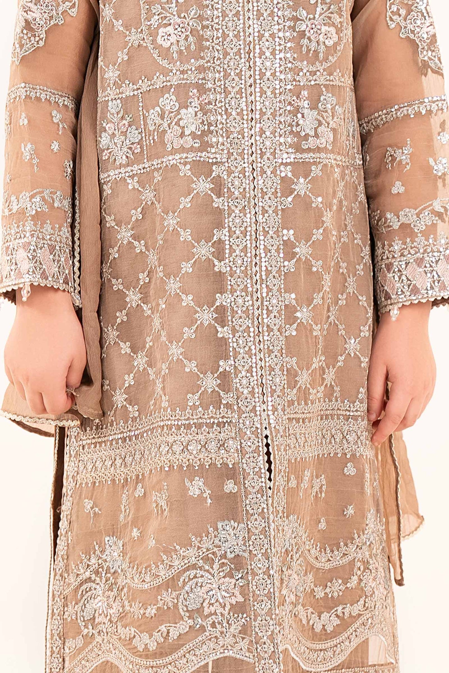 3 Piece Embroidered Organza Suit