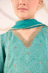 3 Piece Embroidered Raw Silk Suit