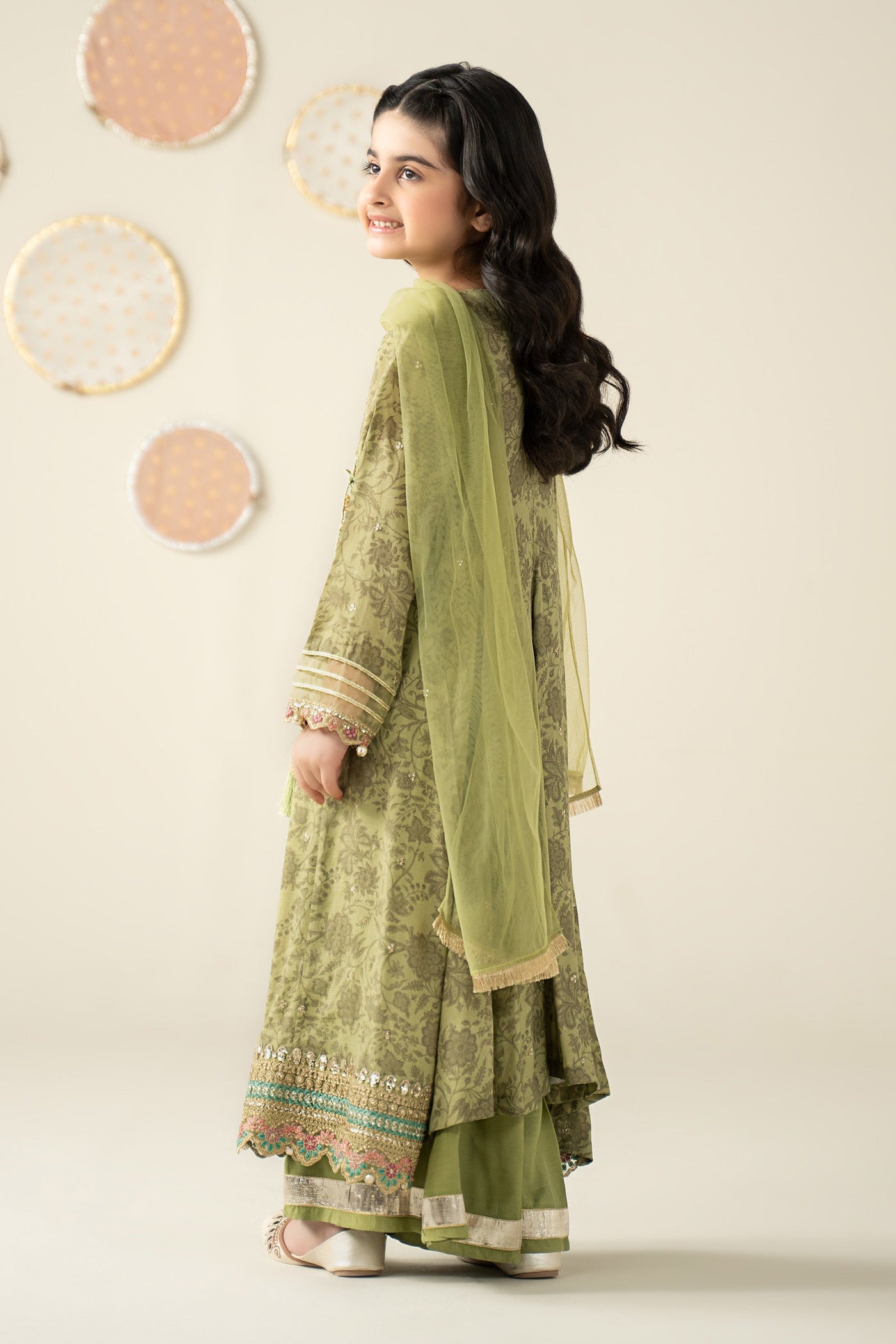 3 Piece Embroidered Raw Silk Suit