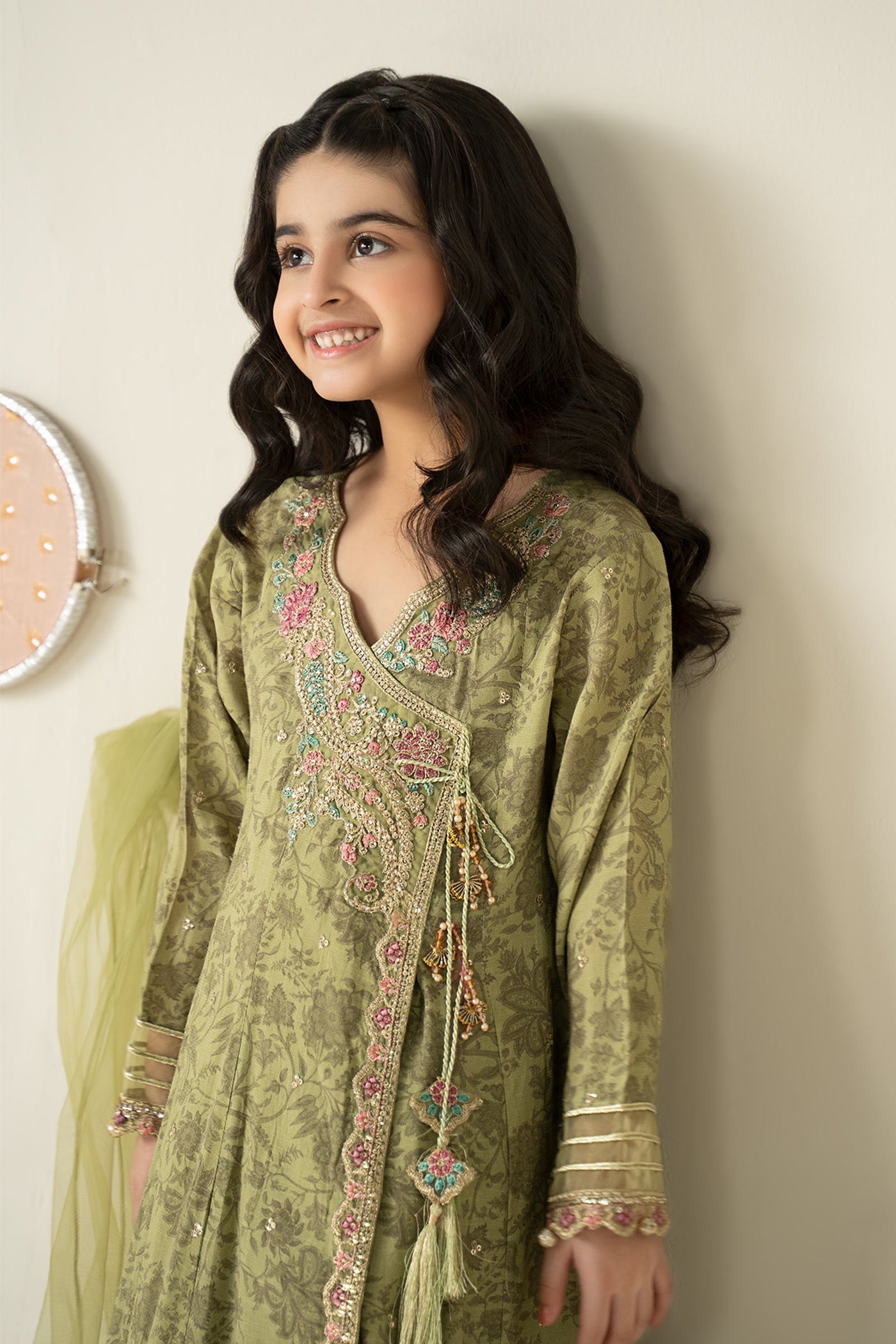 3 Piece Embroidered Raw Silk Suit
