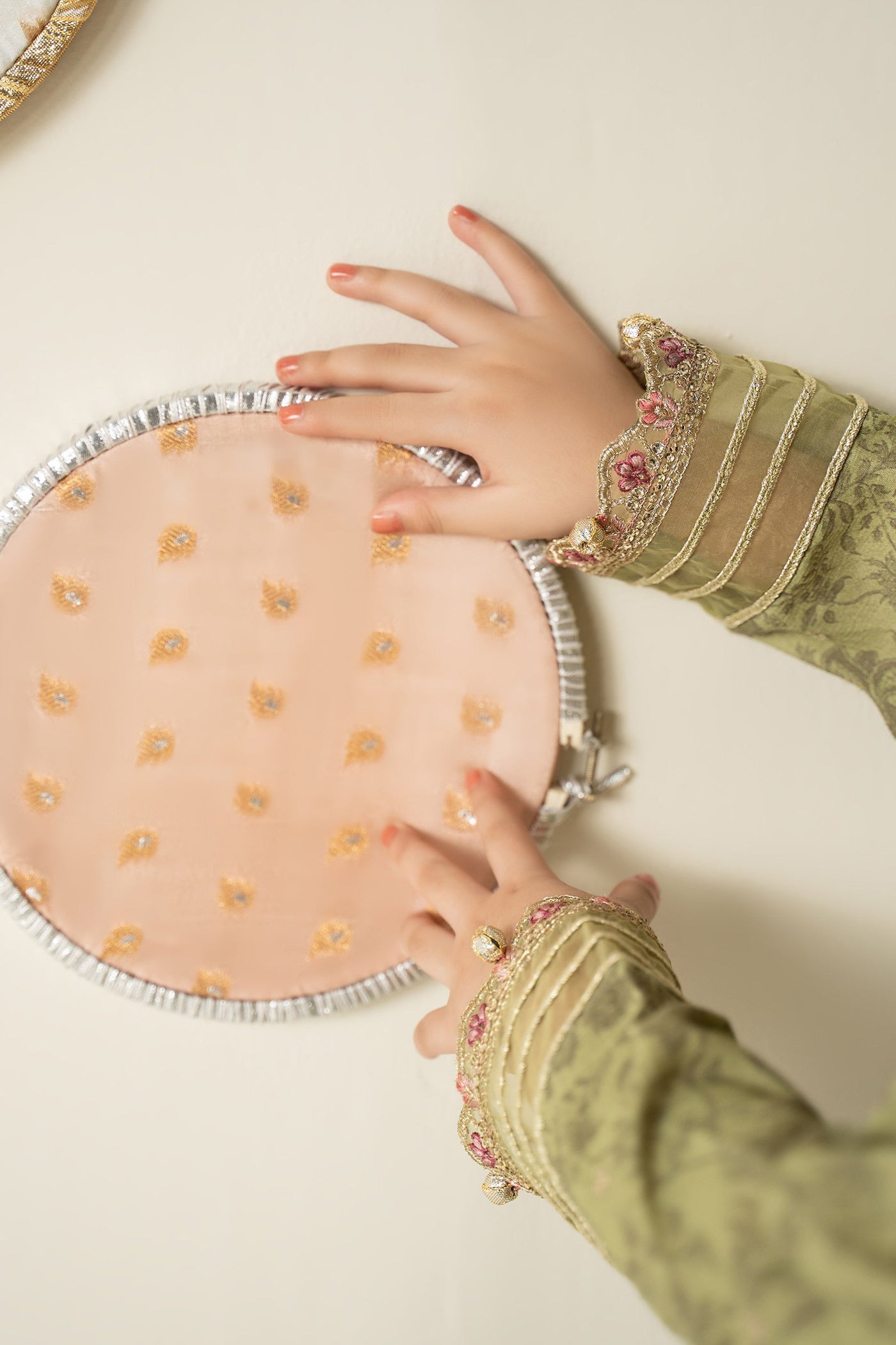 3 Piece Embroidered Raw Silk Suit