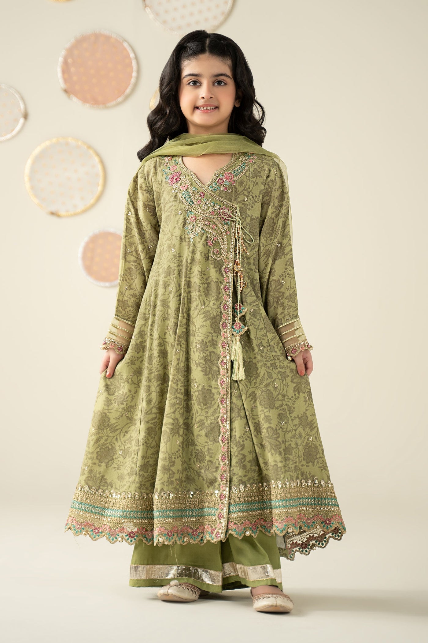 3 Piece Embroidered Raw Silk Suit