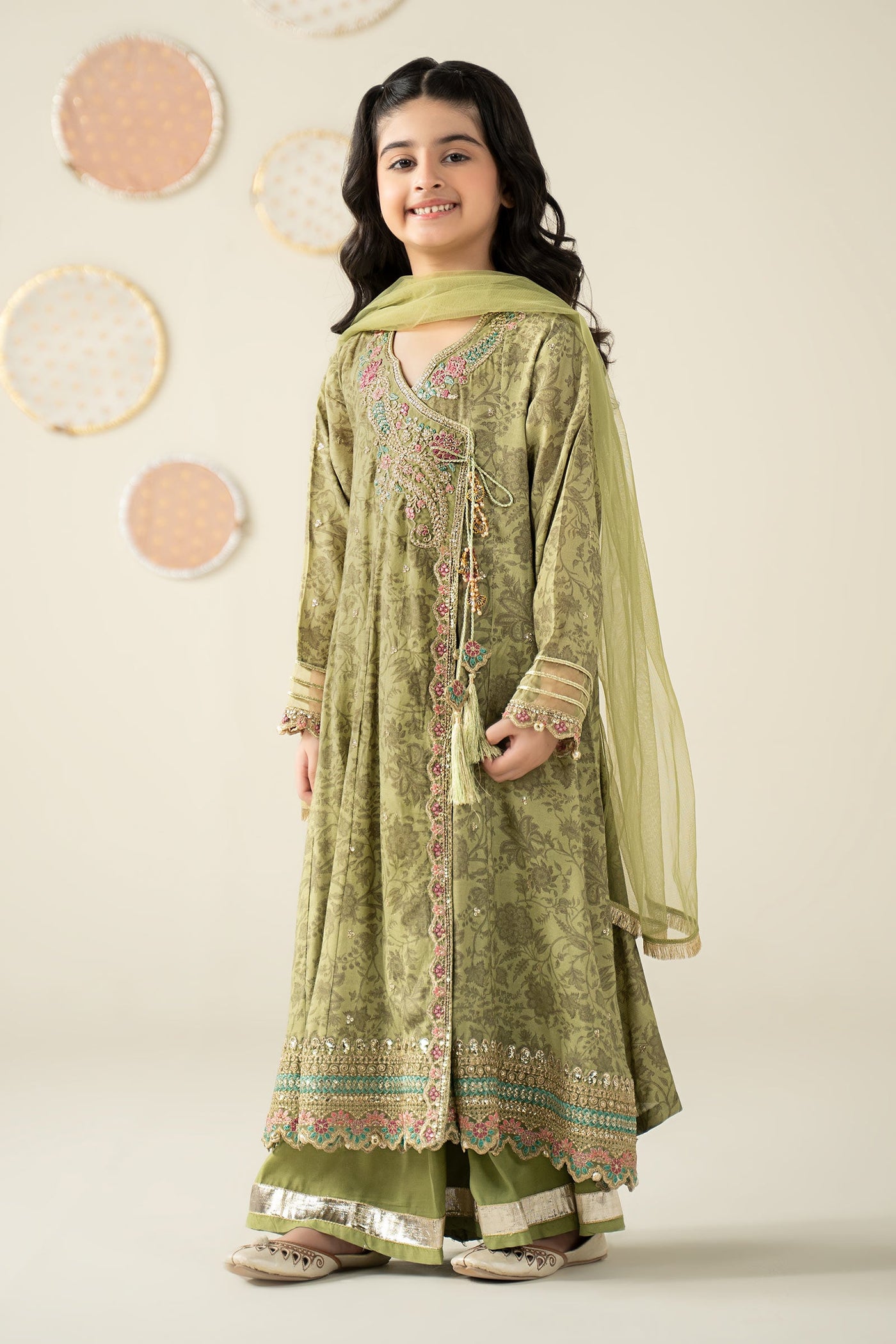 3 Piece Embroidered Raw Silk Suit