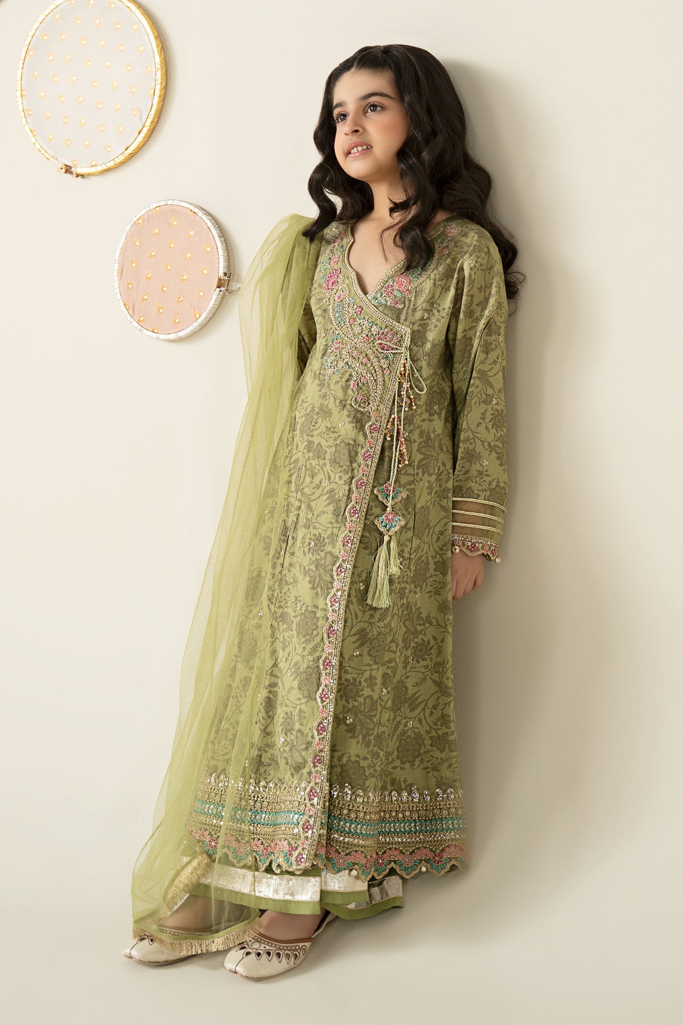 3 Piece Embroidered Raw Silk Suit