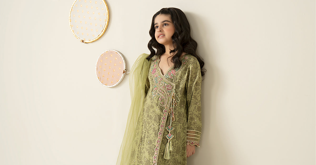 3 Piece Embroidered Raw Silk Suit