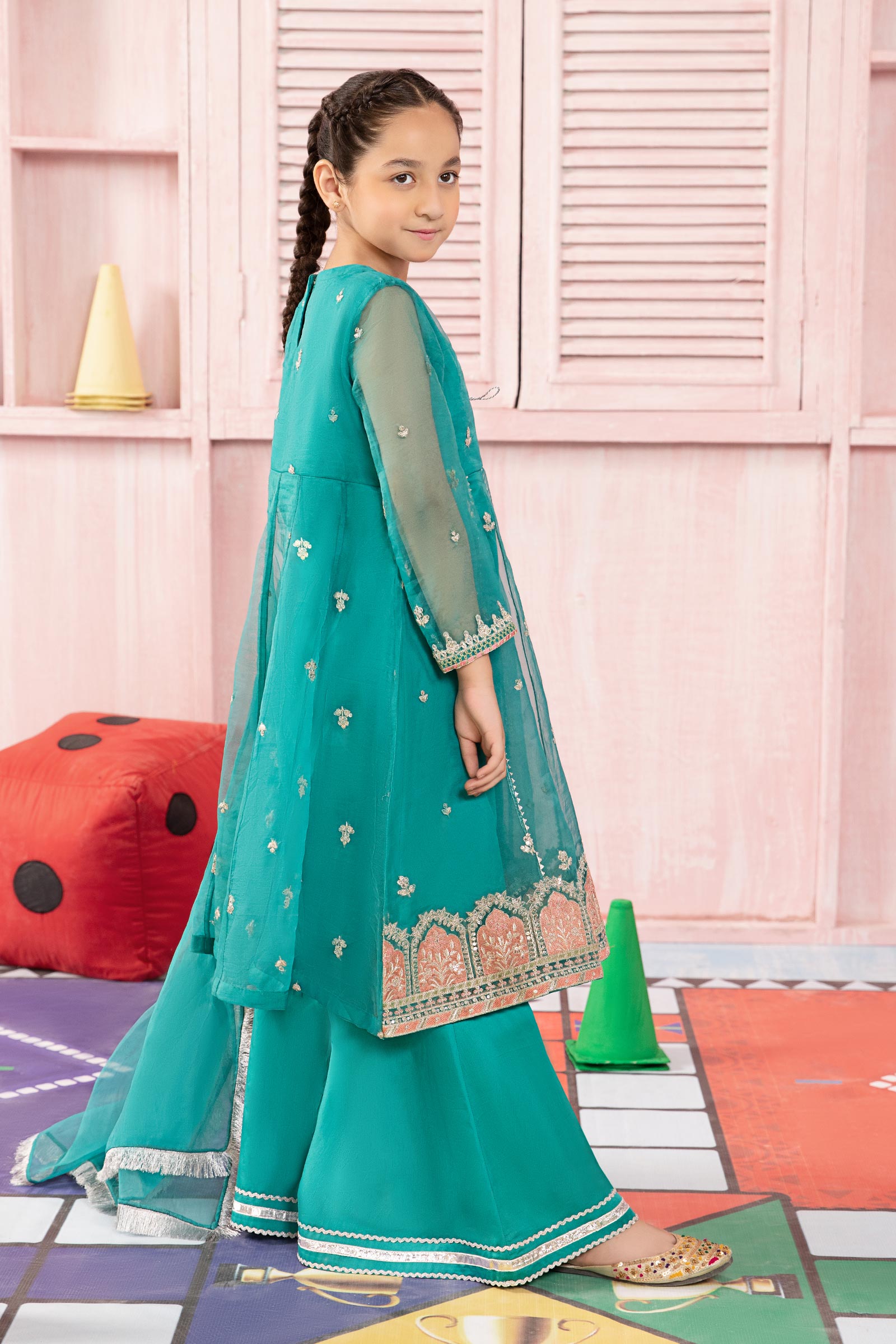 3 Piece Embroidered Organza Suit