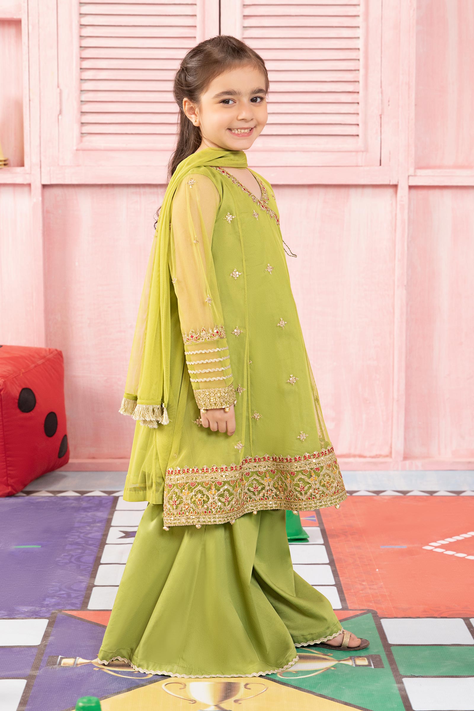 3 Piece Embroidered Net Suit