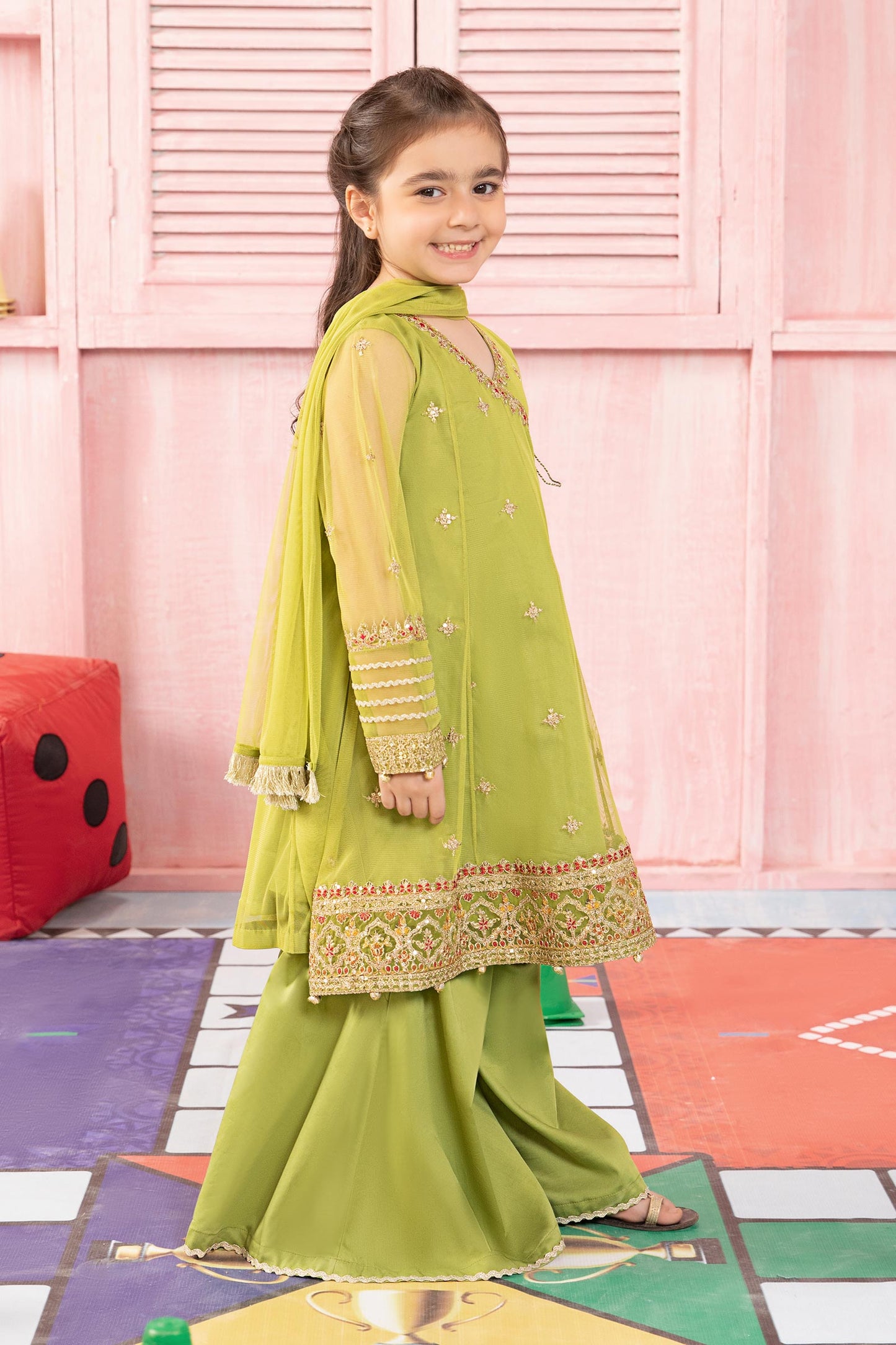 3 Piece Embroidered Net Suit