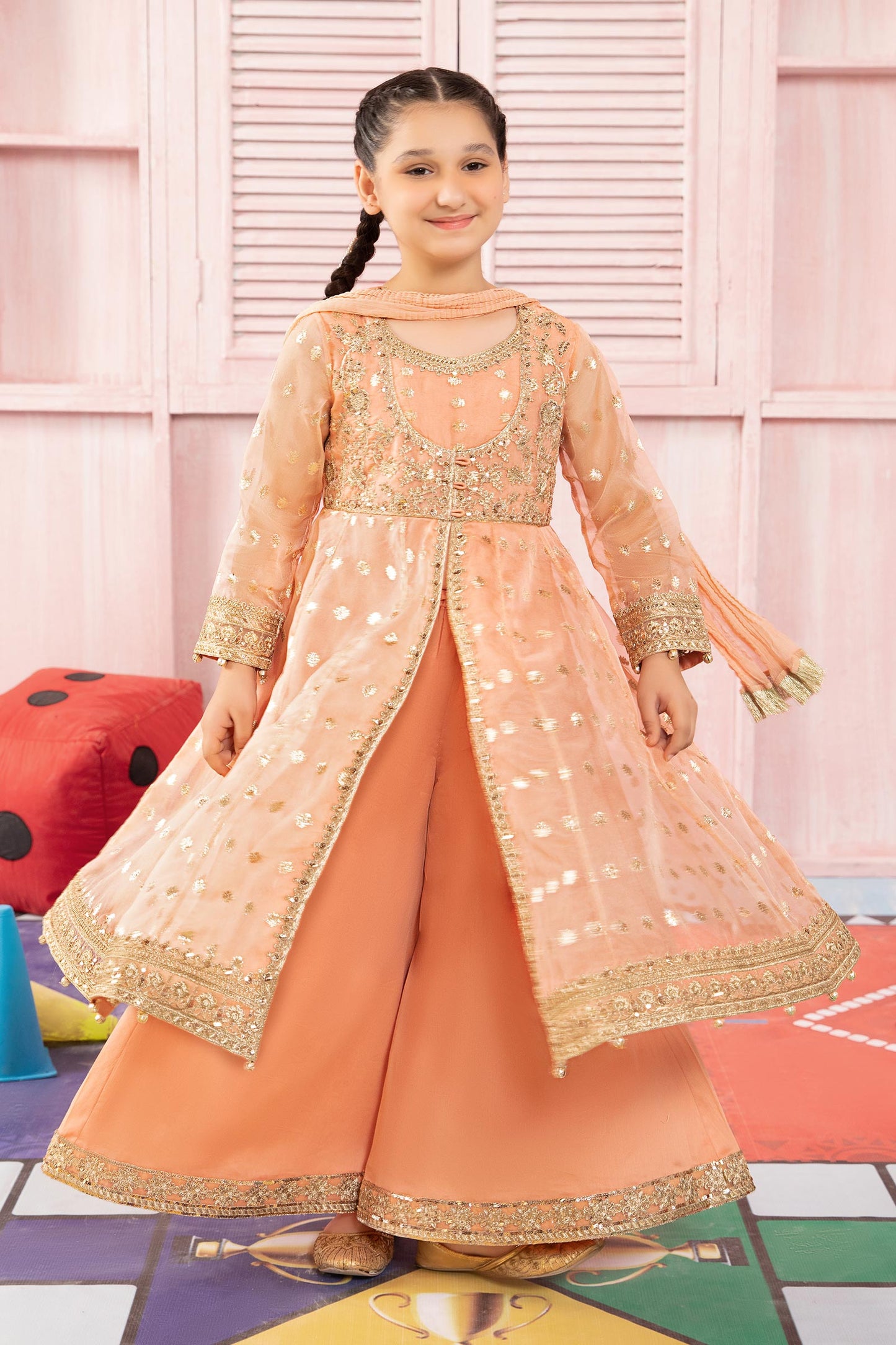 3 Piece Embroidered Organza Suit