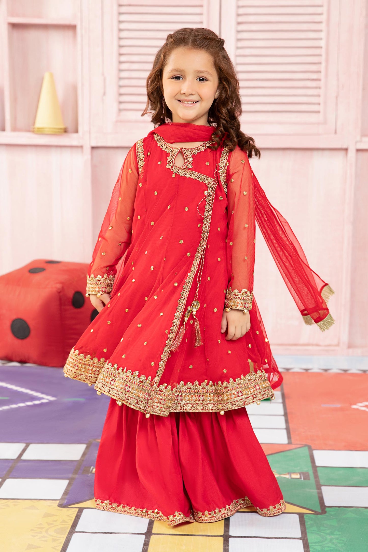 3 Piece Embroidered Net Suit