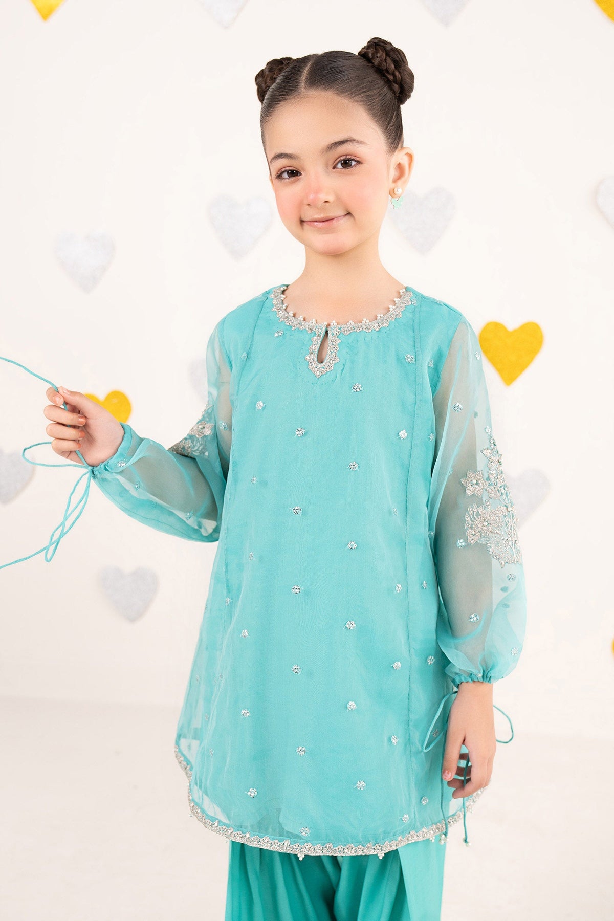 2 Piece Embroidered Organza Suit