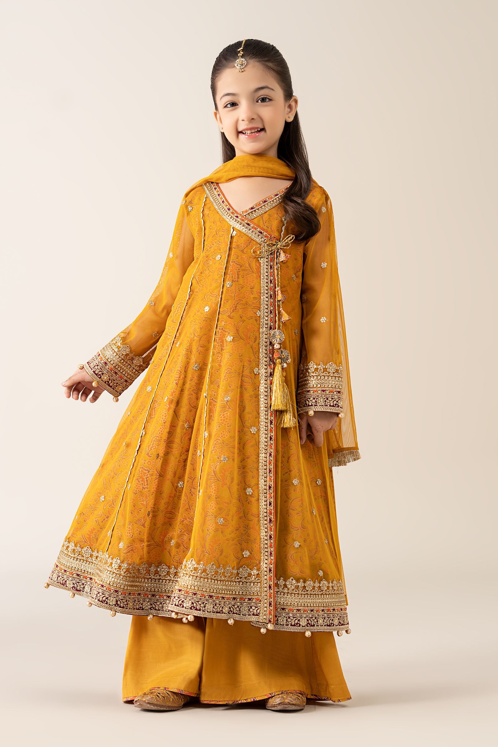 3 Piece Embroidered Poly Net Suit