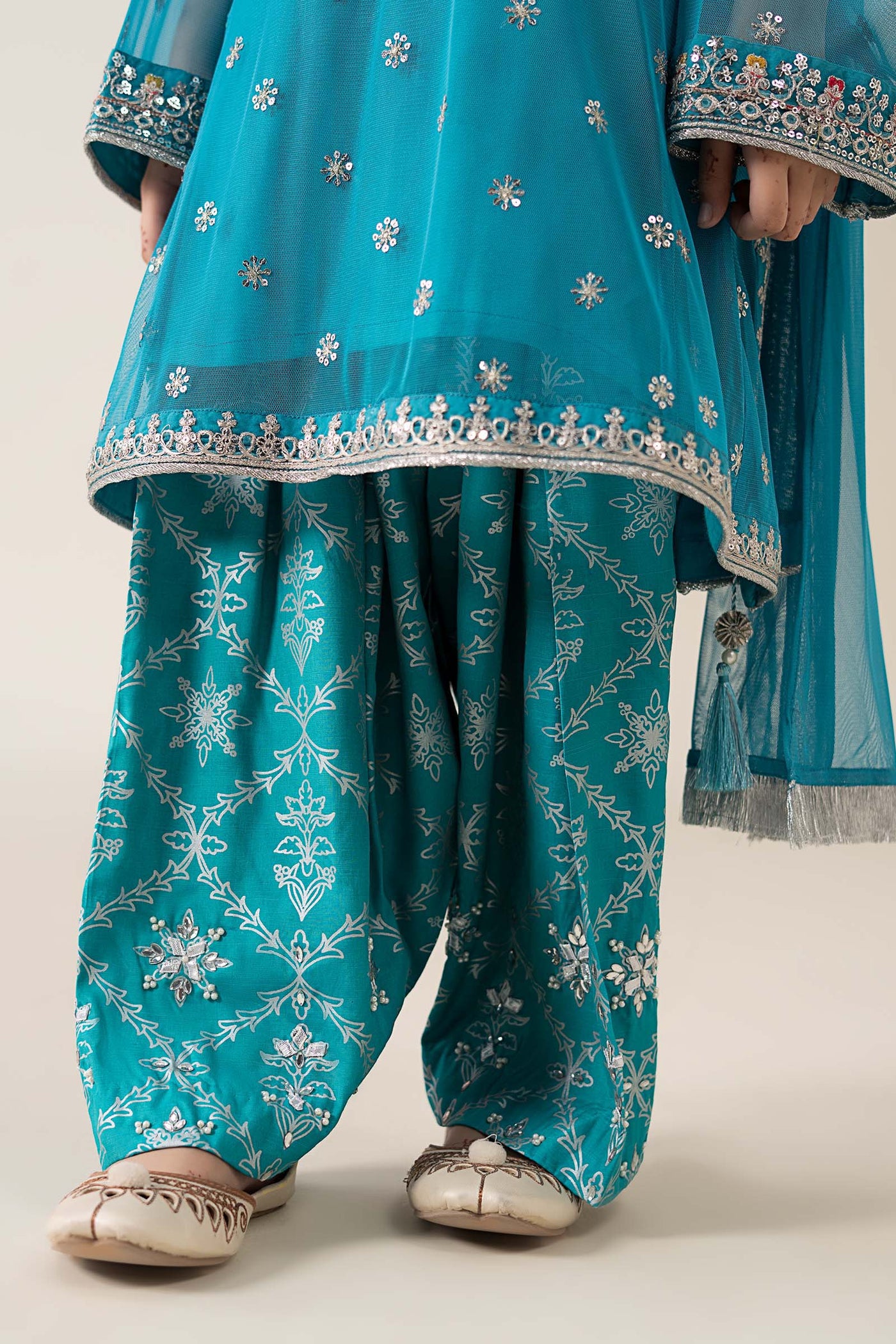 3 Piece Embroidered Poly Net Suit