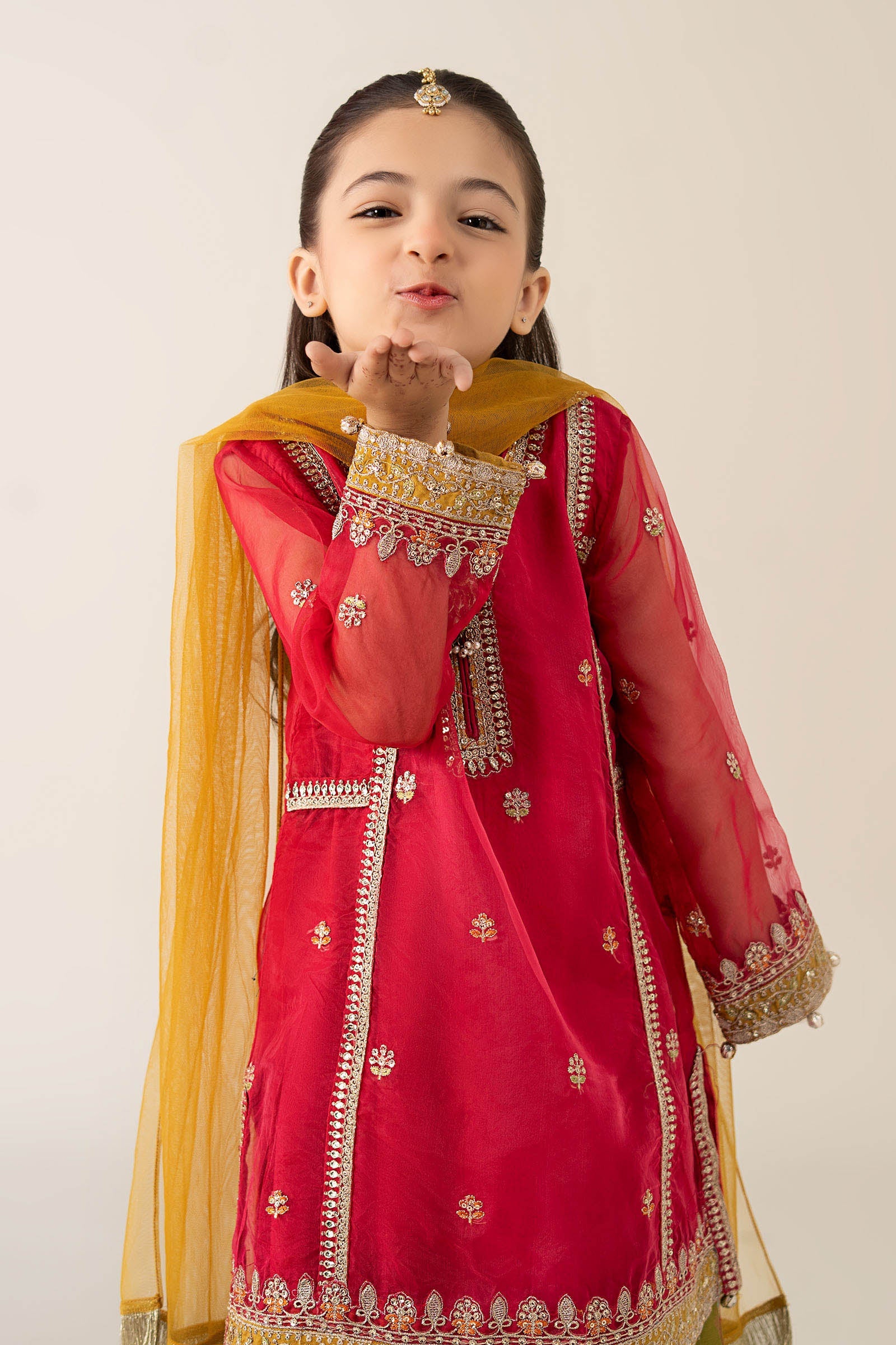 3 Piece Embroidered Poly Organza Suit