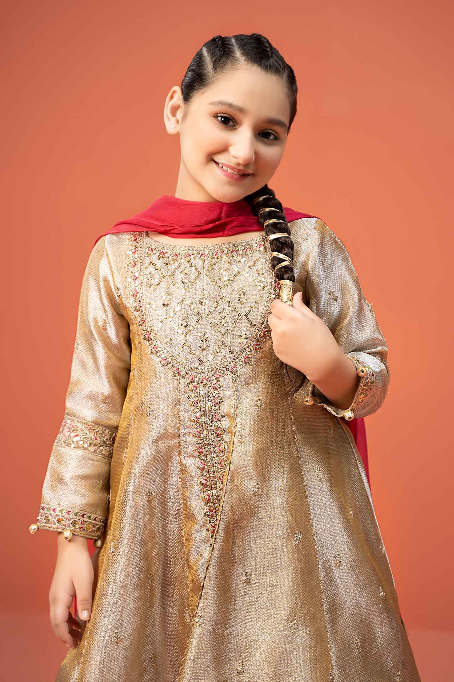 3 Piece Embroidered Zari jacquard Suit