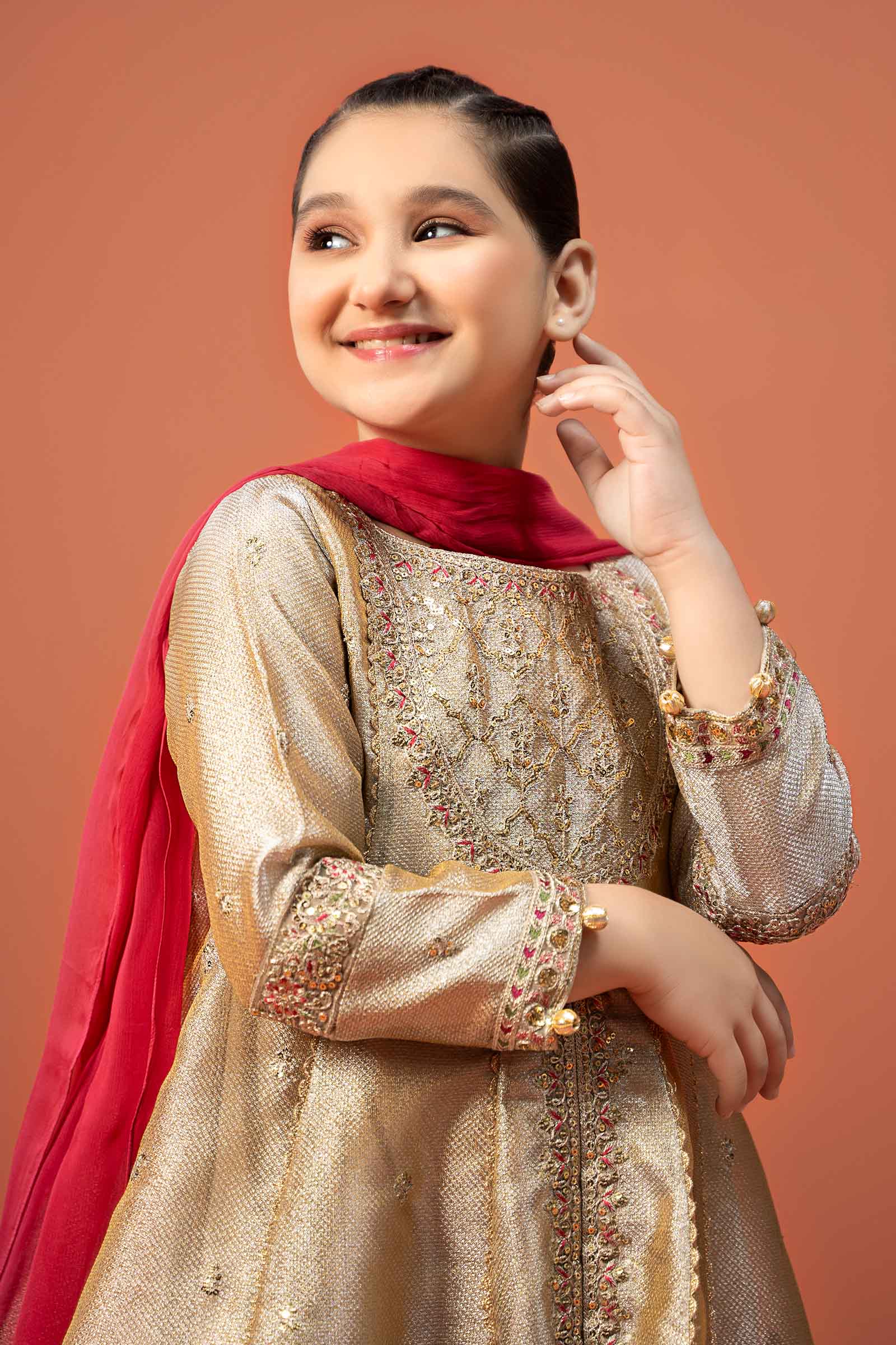 3 Piece Embroidered Zari jacquard Suit