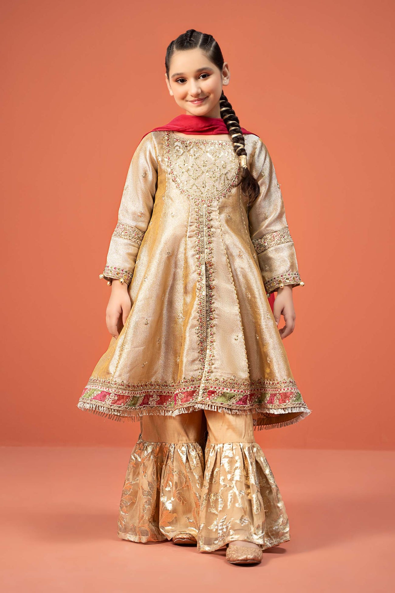 3 Piece Embroidered Zari jacquard Suit
