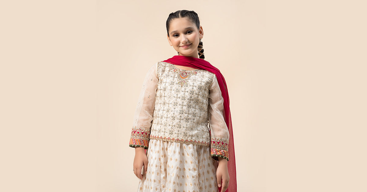 3 Piece Embroidered Organza Suit