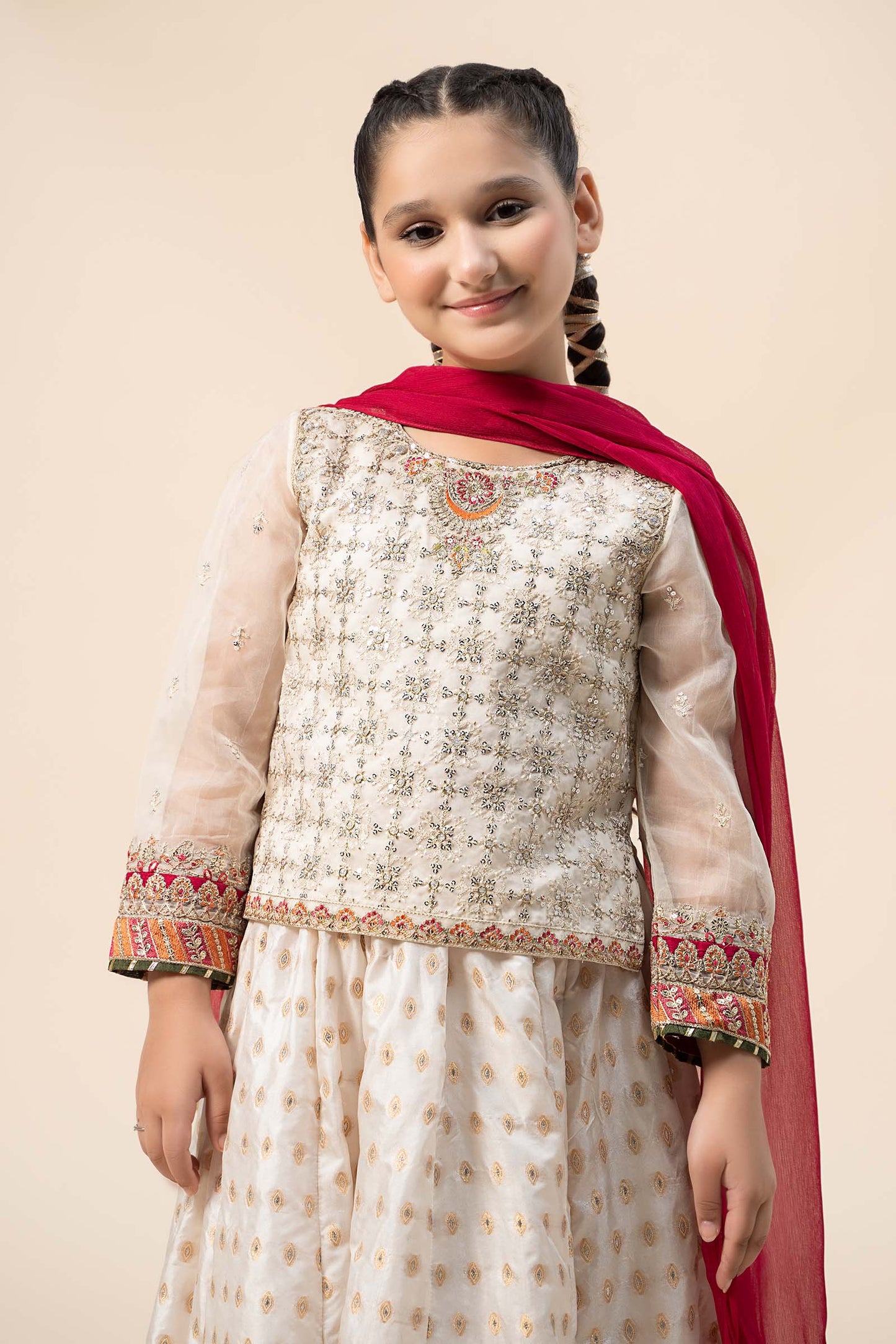 3 Piece Embroidered Organza Suit