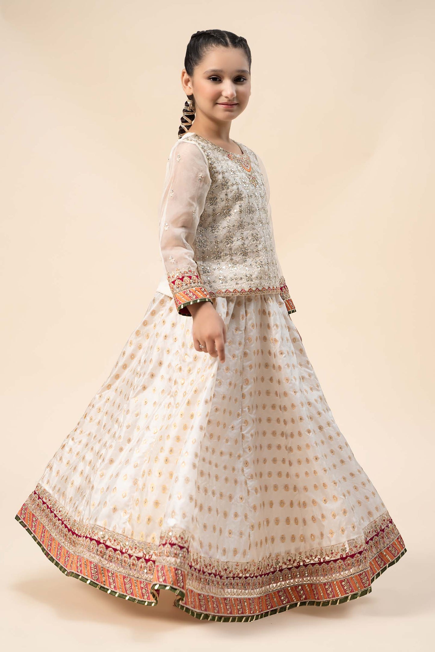 3 Piece Embroidered Organza Suit