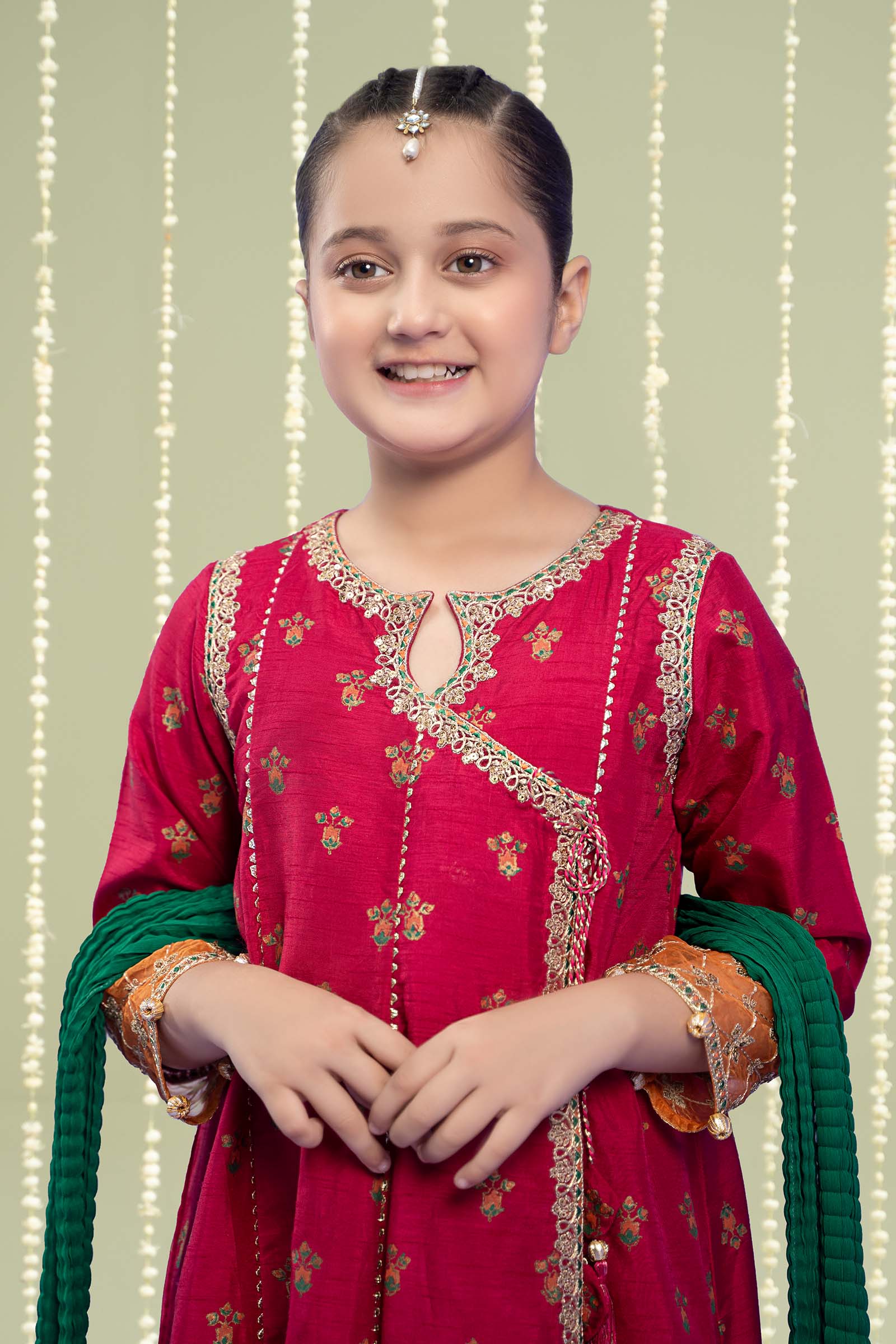 3 Piece Embroidered Raw Silk Suit