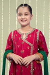 3 Piece Embroidered Raw Silk Suit