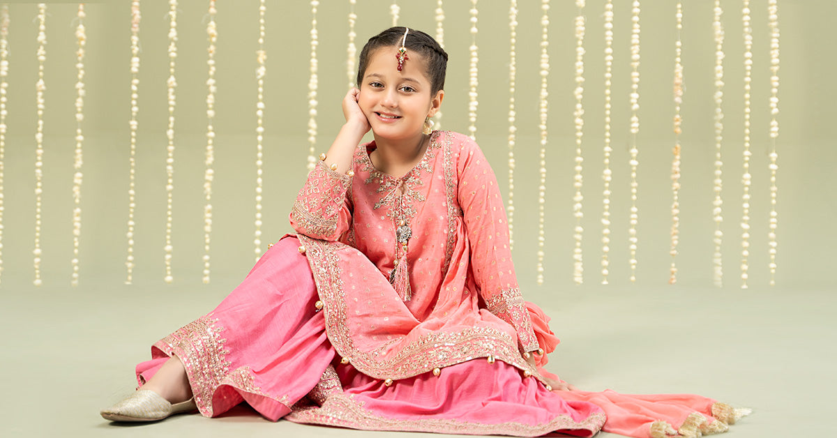 3 Piece Embroidered Paper Cotton Lurex Suit