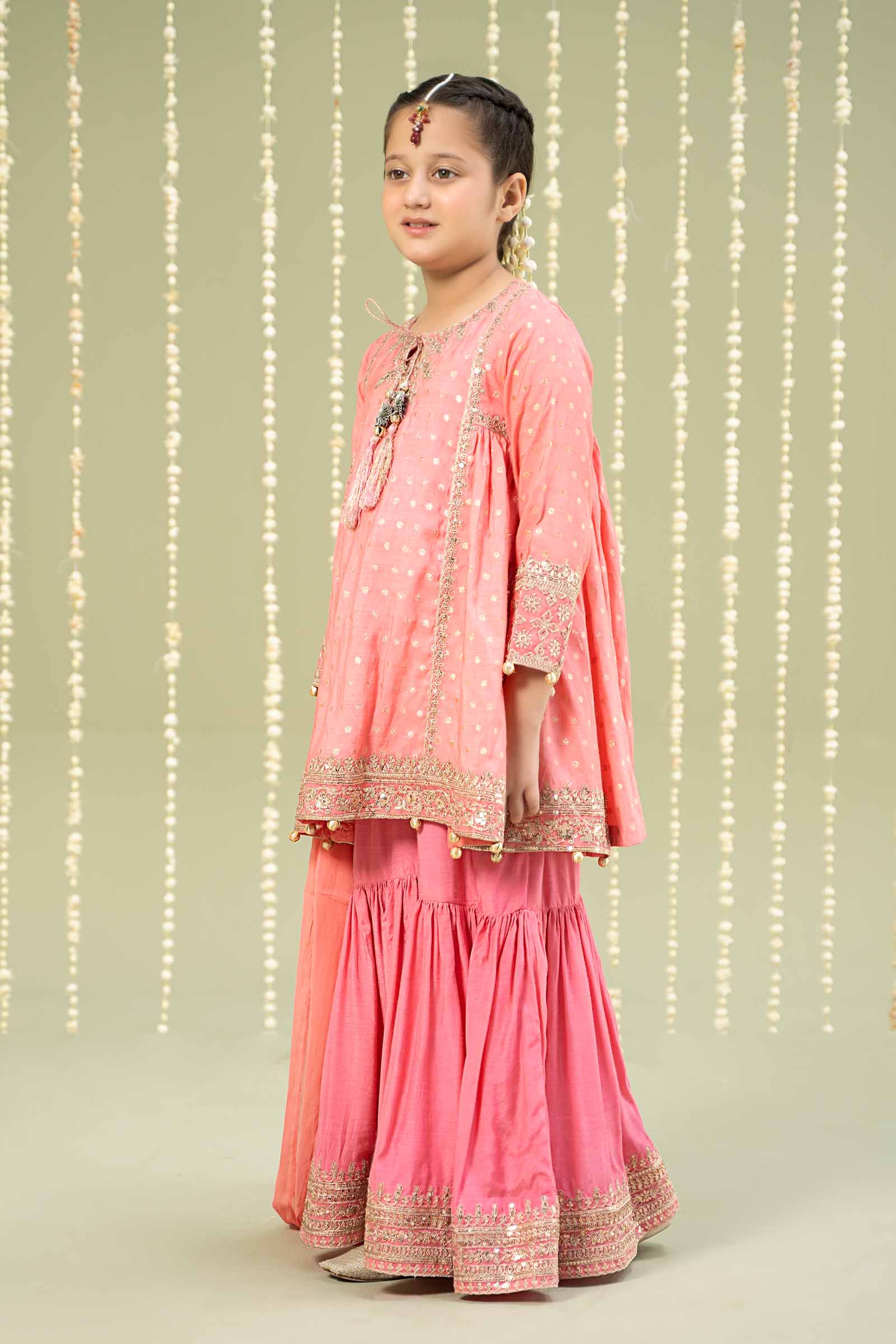 3 Piece Embroidered Paper Cotton Lurex Suit