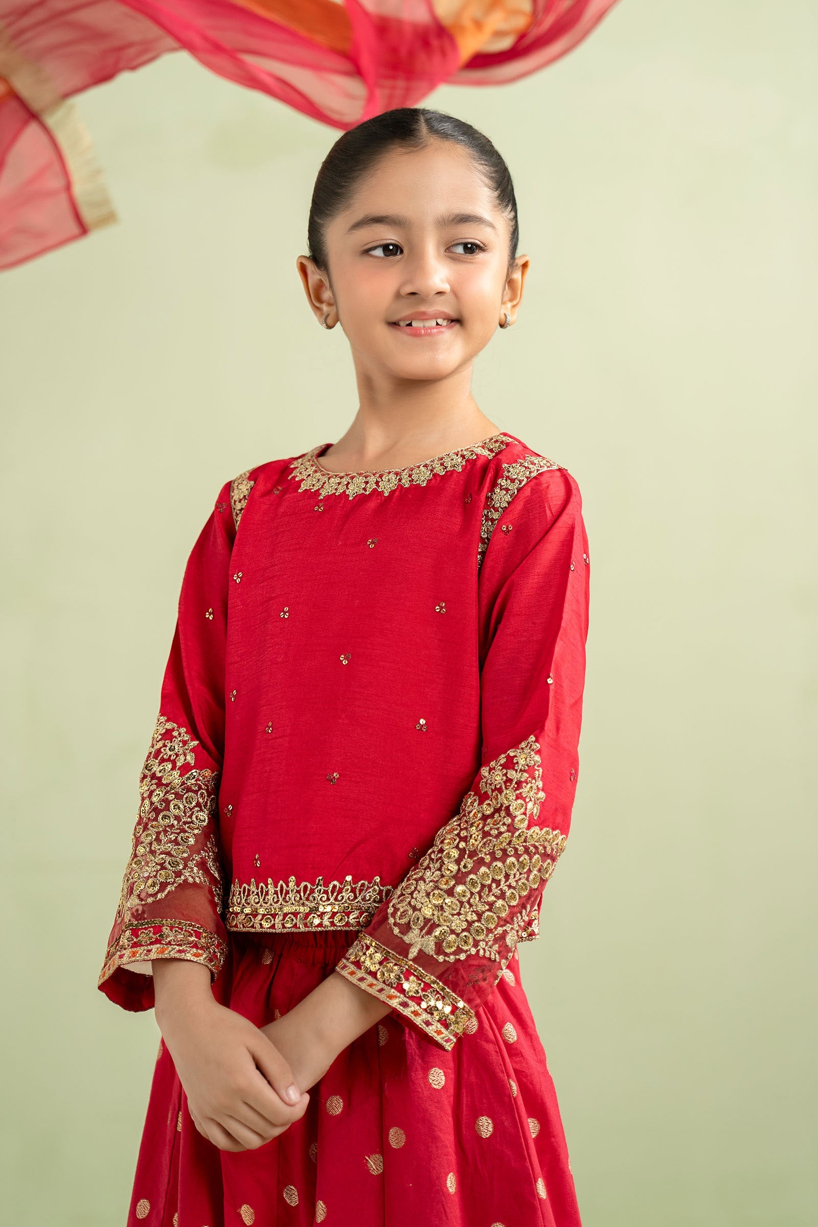 3 Piece Embroidered Raw Silk Suit