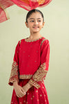 3 Piece Embroidered Raw Silk Suit