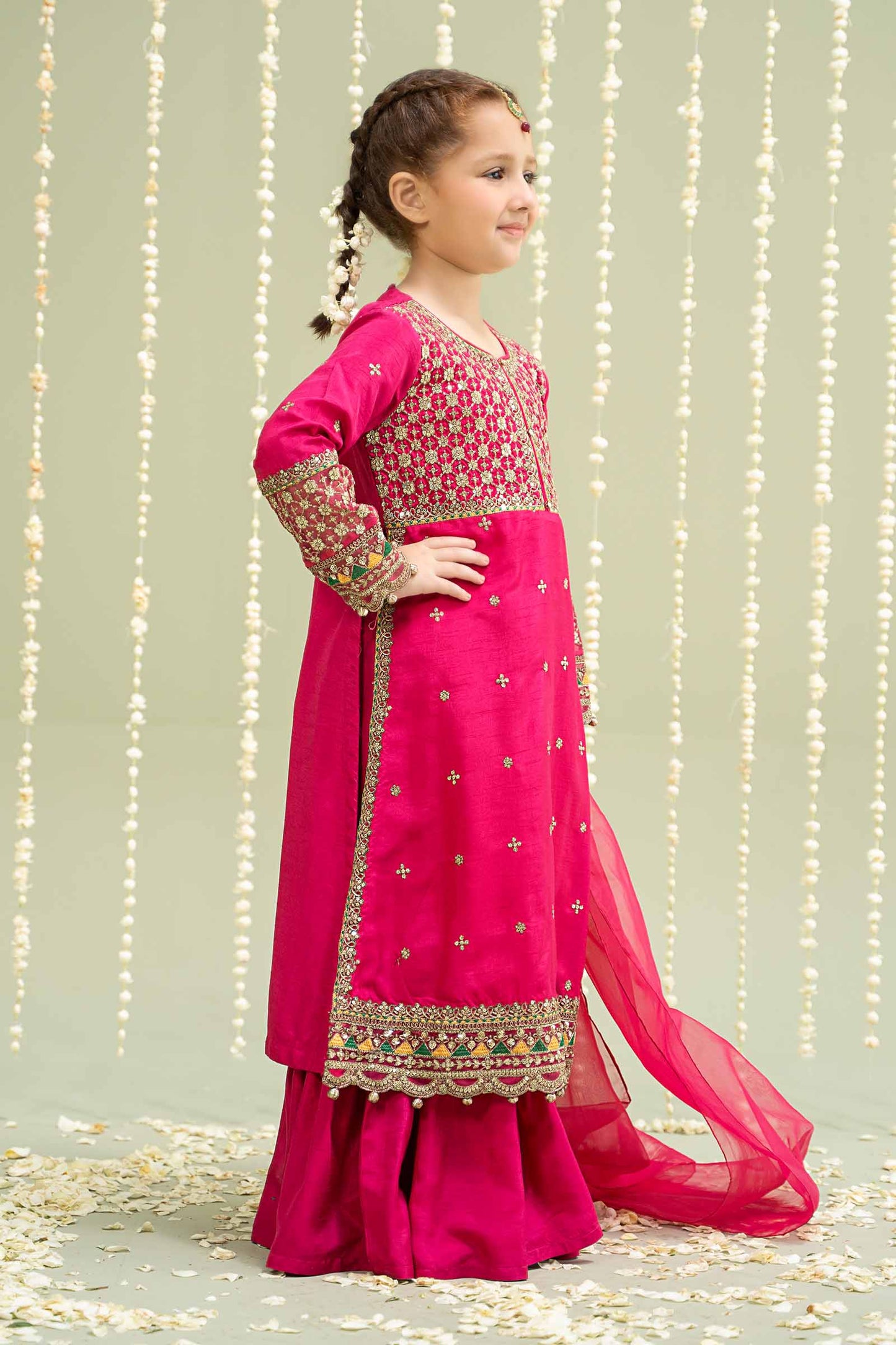 3 Piece Embroidered Raw Silk Suit