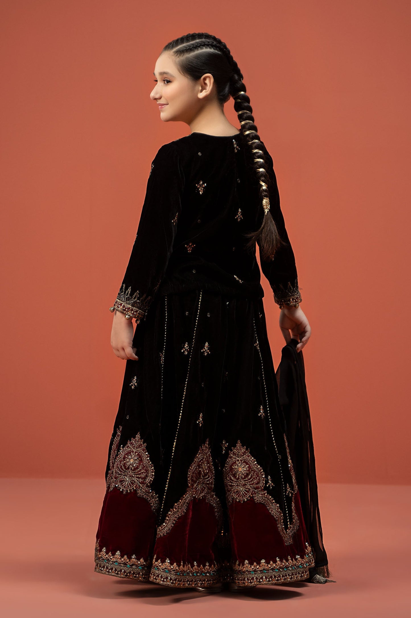 3 Piece Embroidered Velvet Suit
