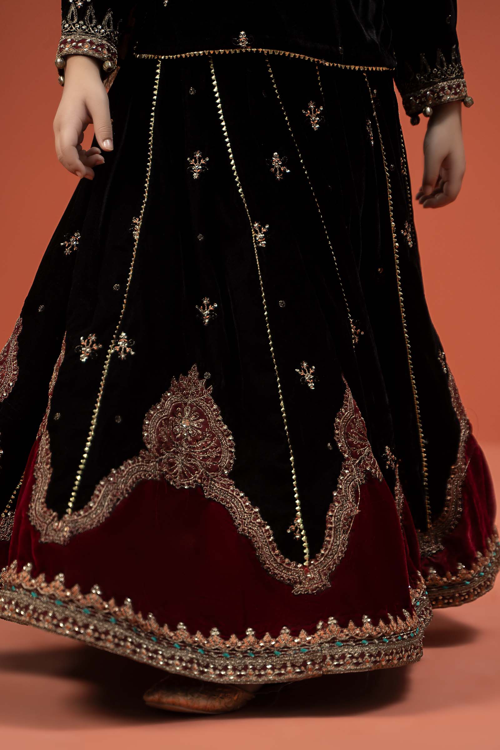 3 Piece Embroidered Velvet Suit