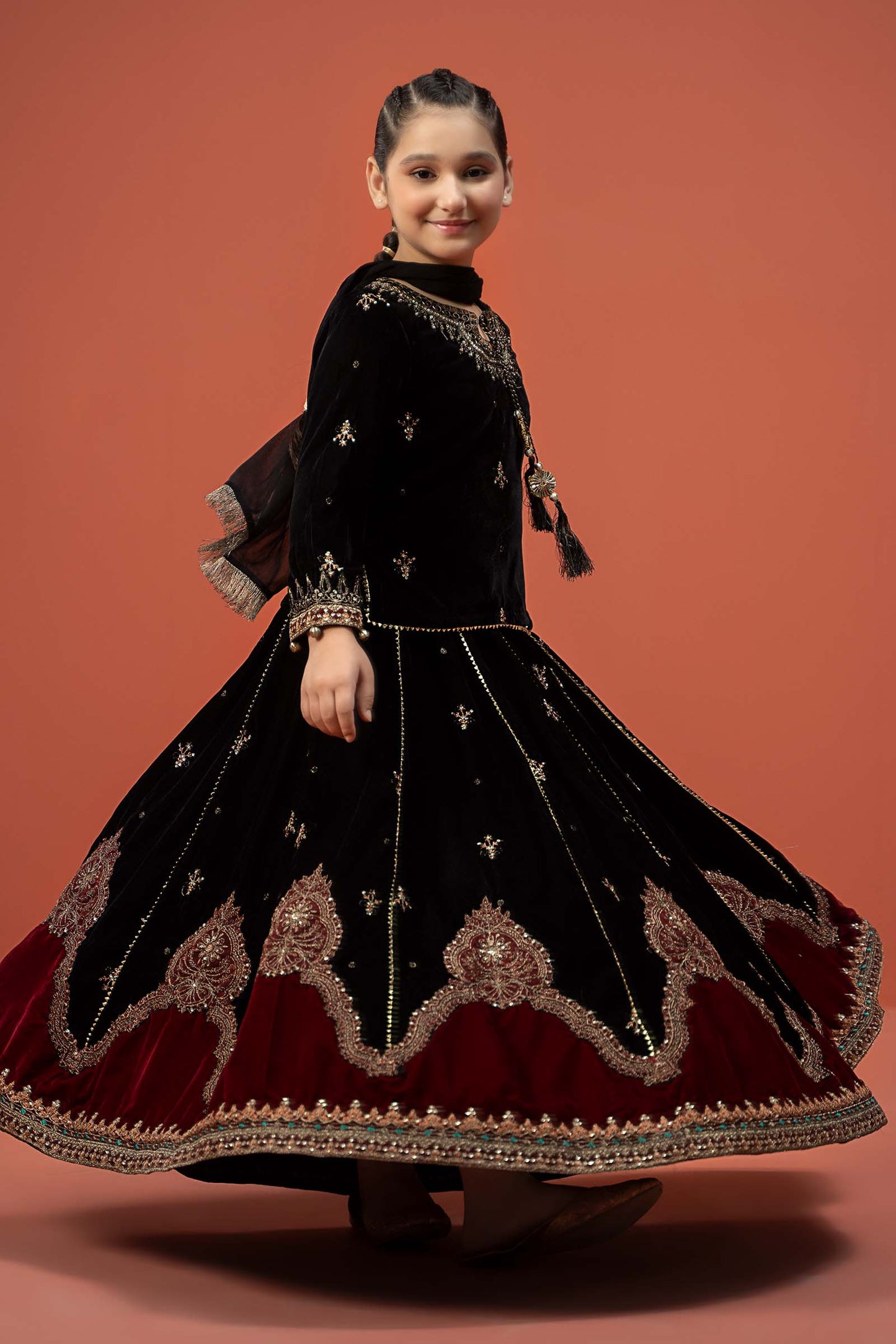 3 Piece Embroidered Velvet Suit
