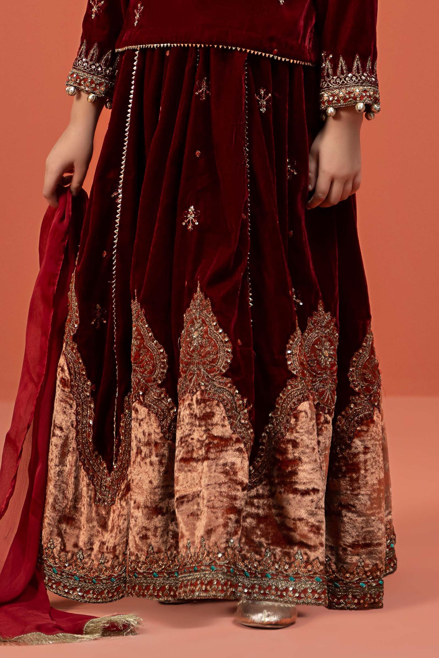 3 Piece Embroidered Velvet Suit