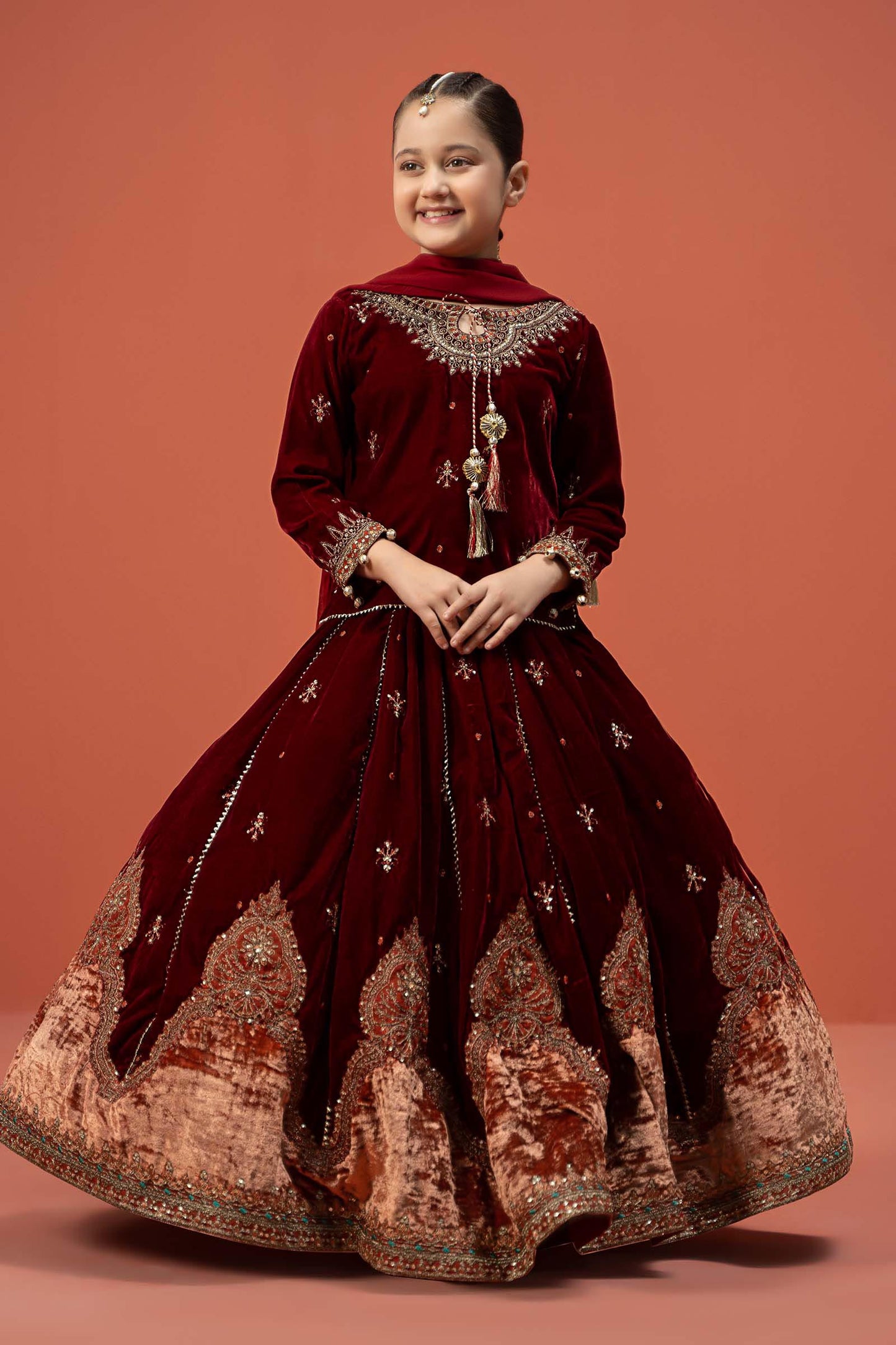3 Piece Embroidered Velvet Suit