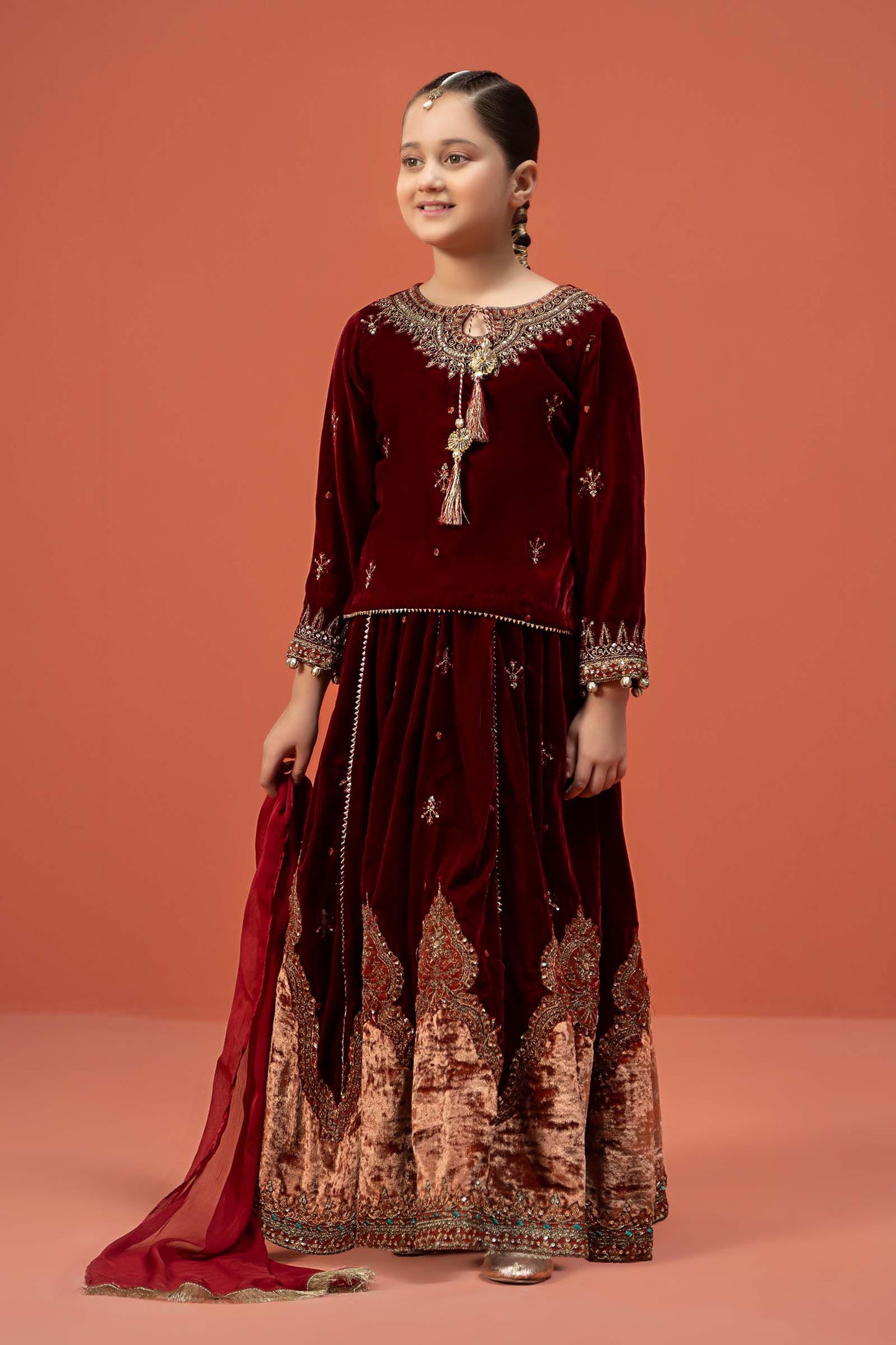 3 Piece Embroidered Velvet Suit