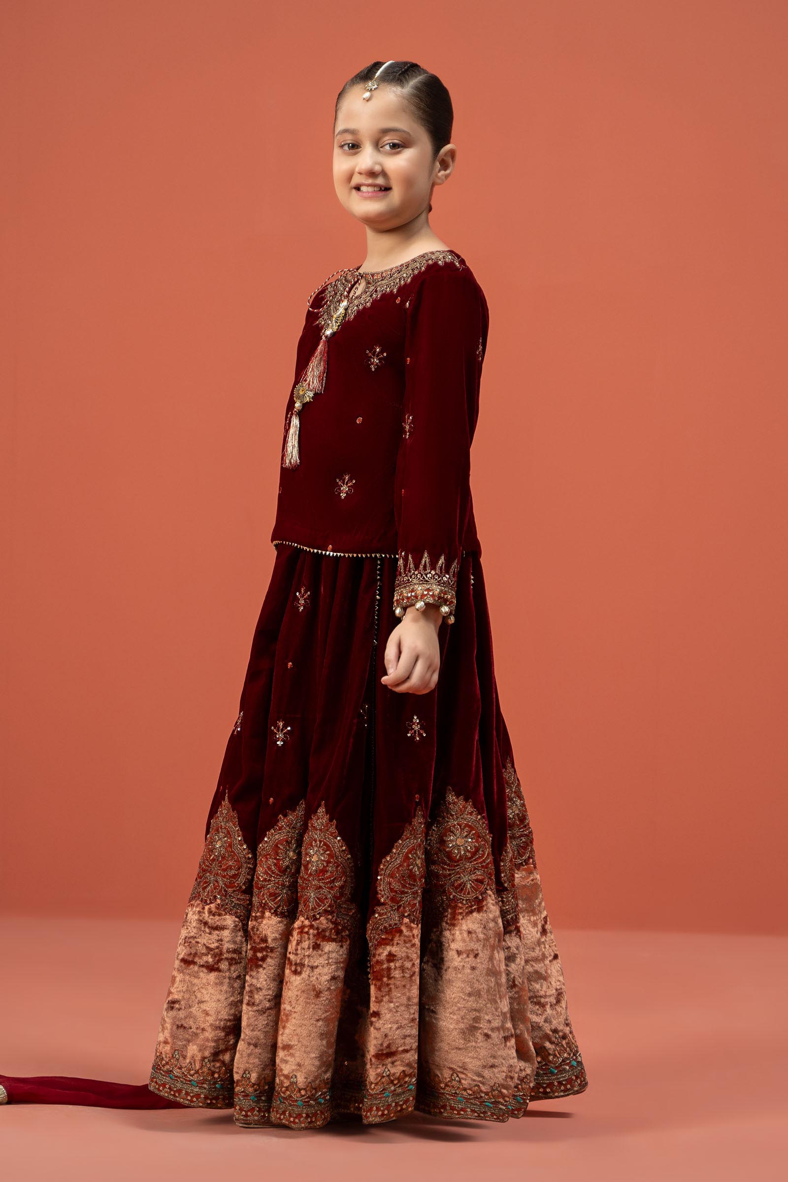 3 Piece Embroidered Velvet Suit