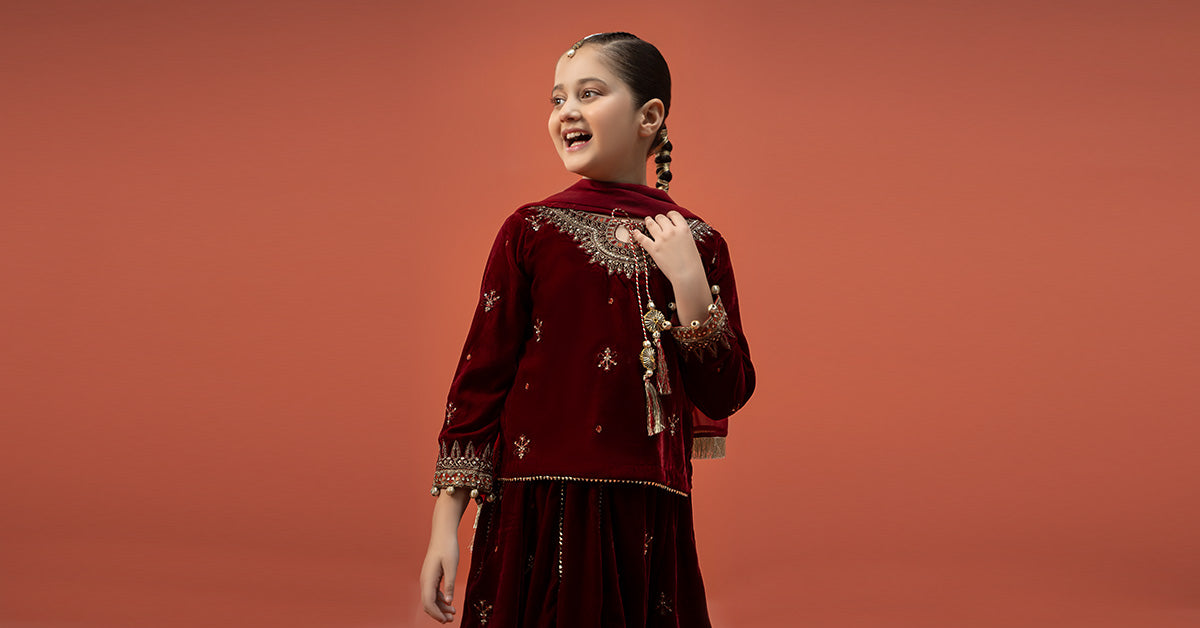 3 Piece Embroidered Velvet Suit