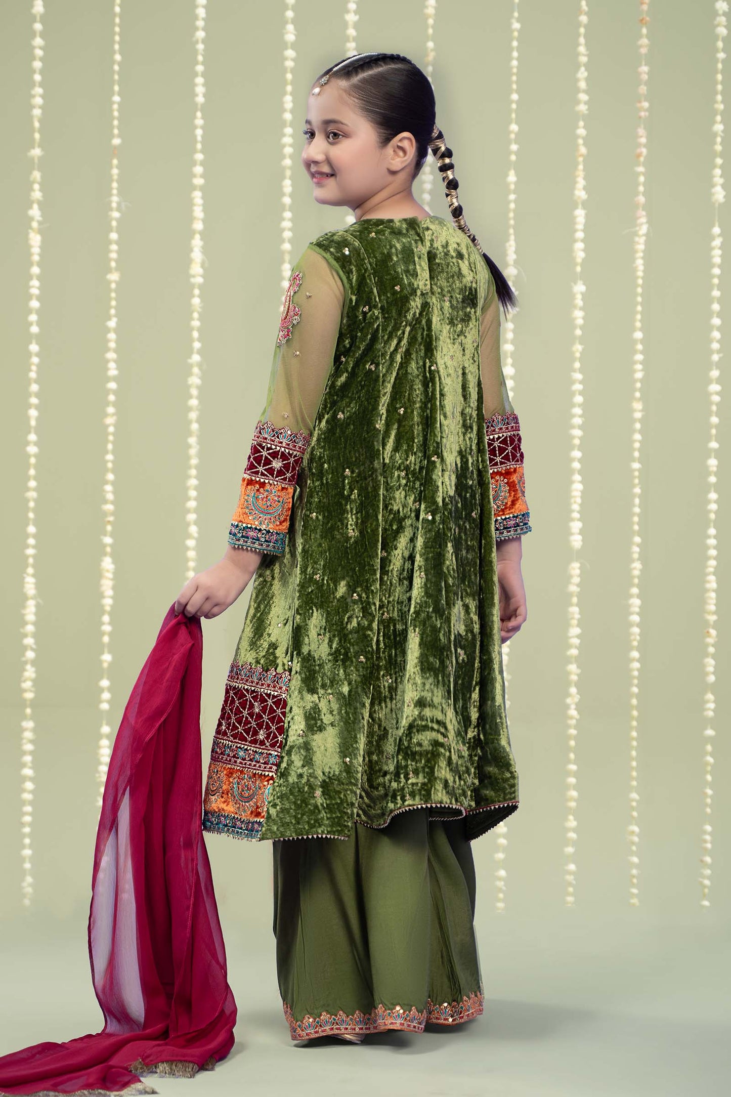 3 Piece Embroidered Velvet Suit