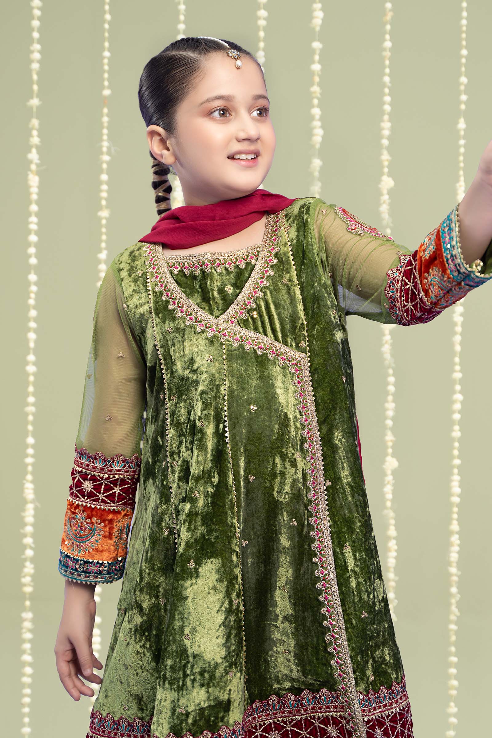 3 Piece Embroidered Velvet Suit