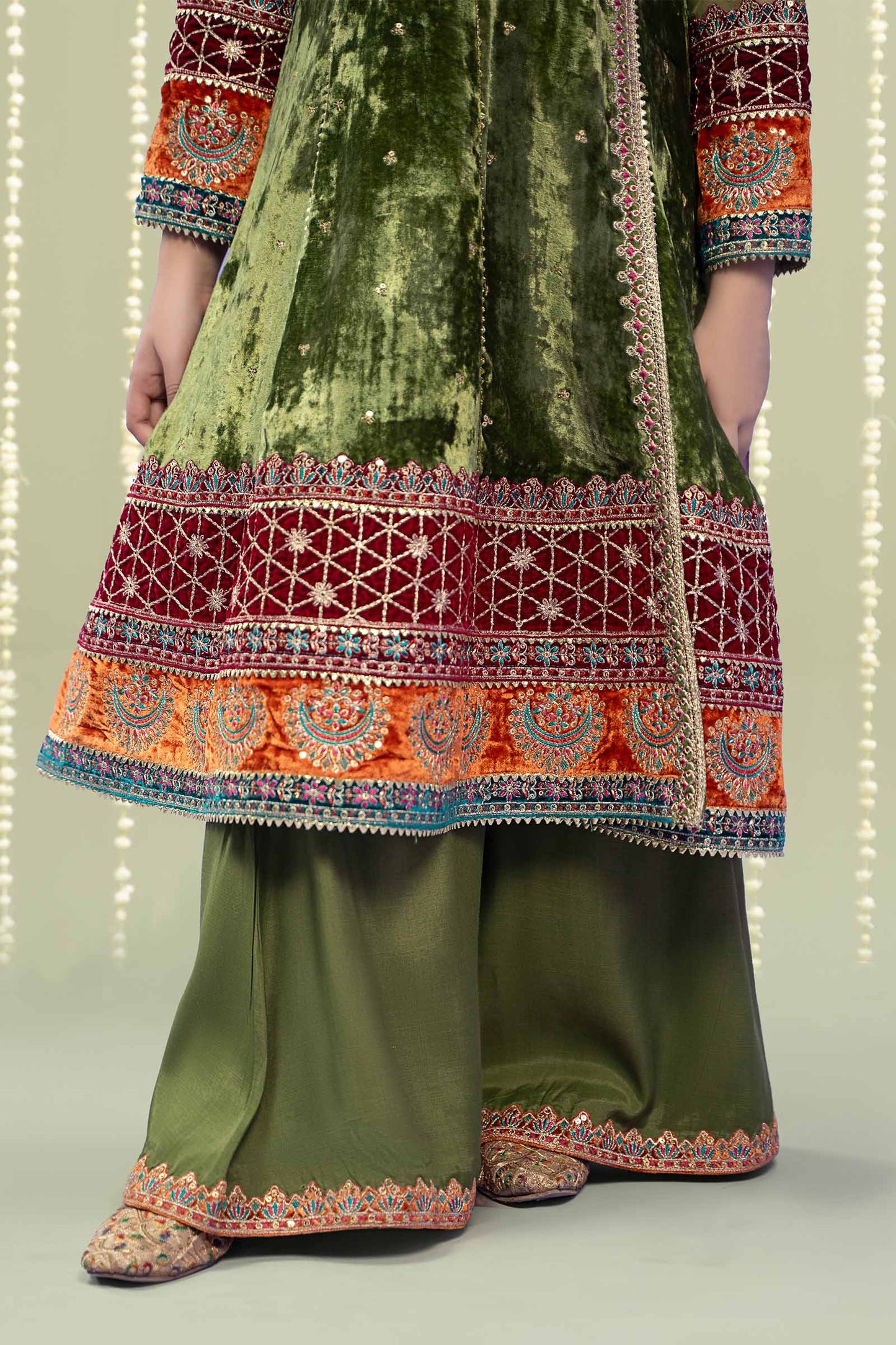 3 Piece Embroidered Velvet Suit