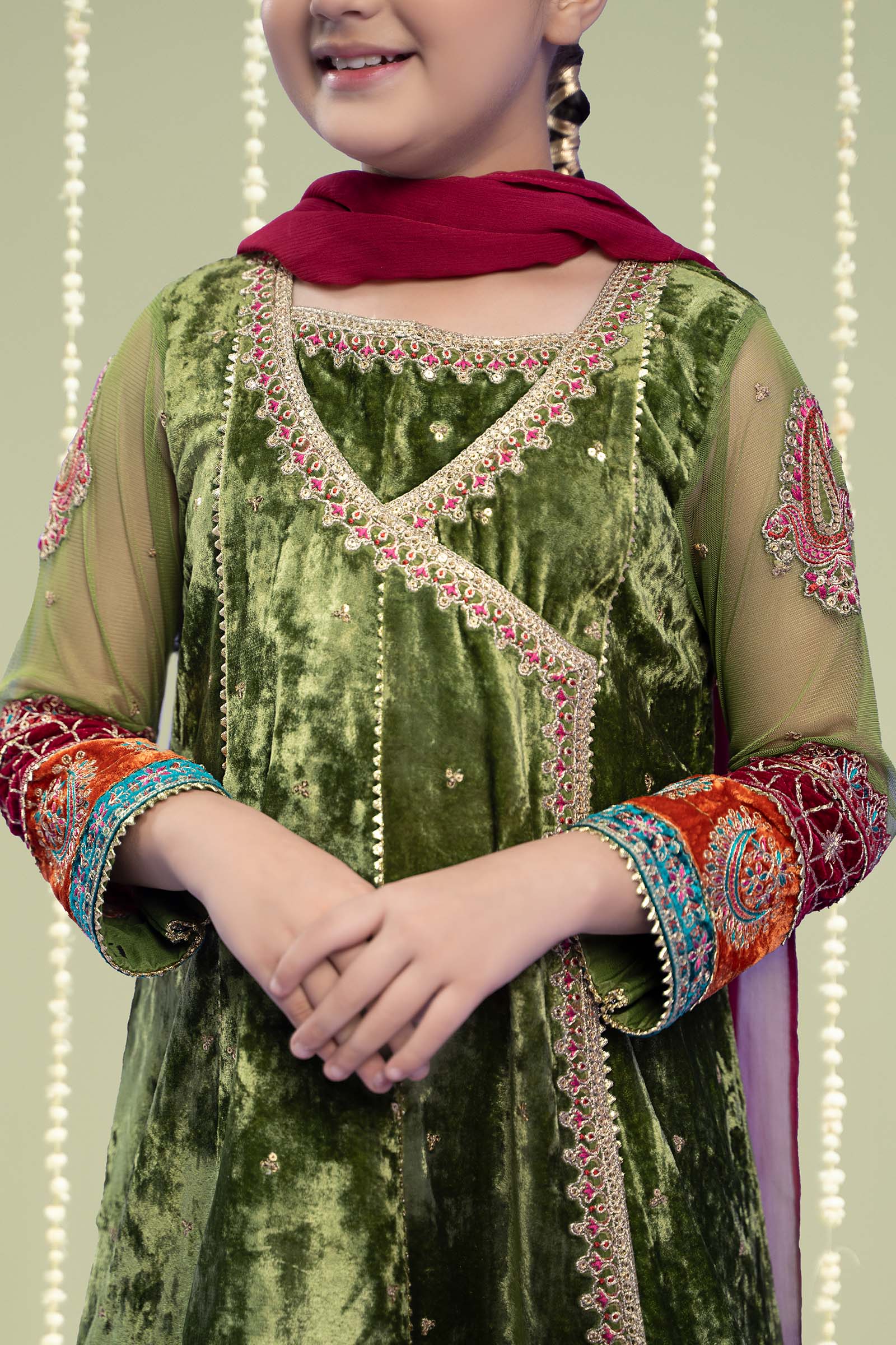 3 Piece Embroidered Velvet Suit