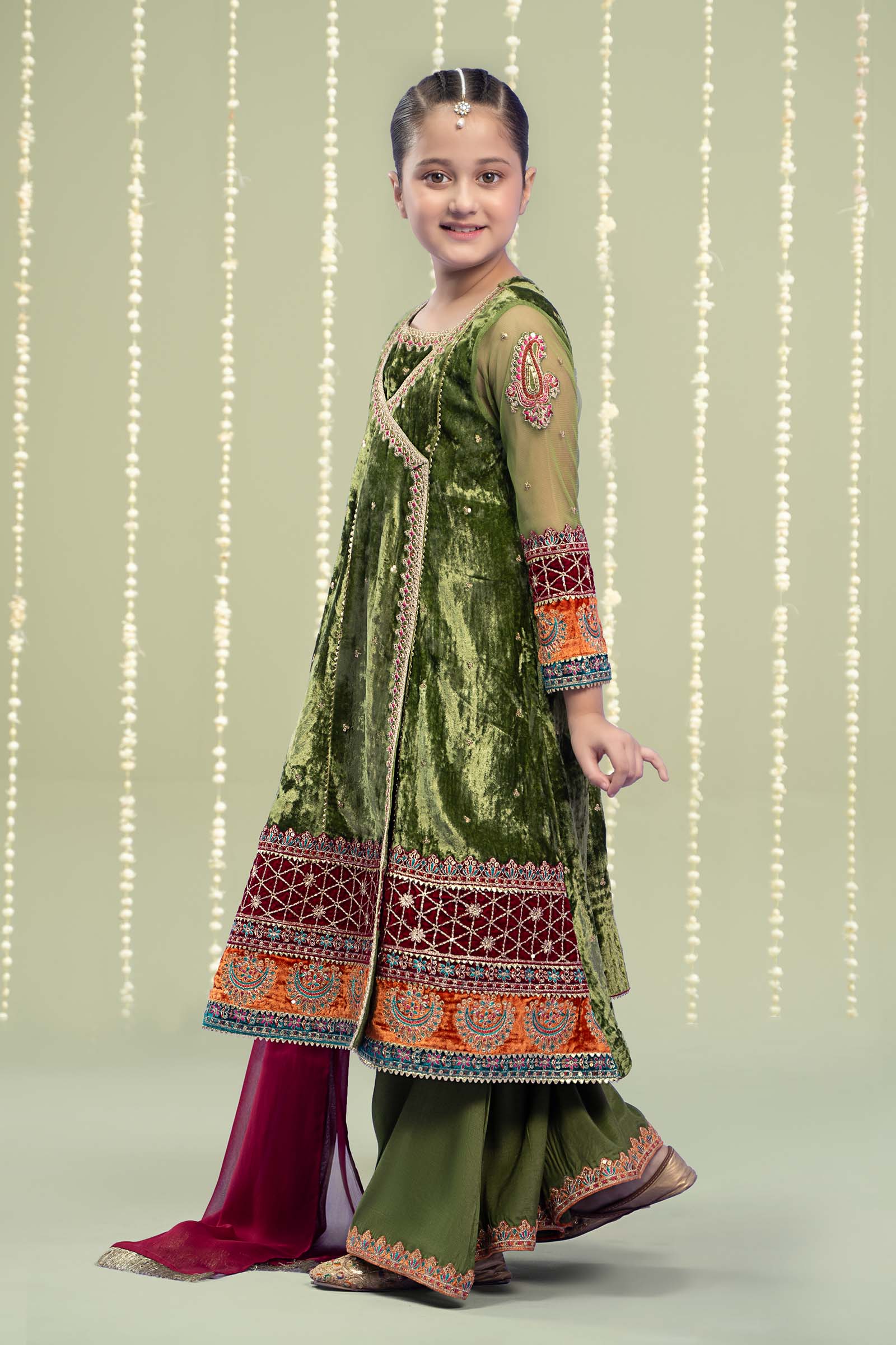 3 Piece Embroidered Velvet Suit