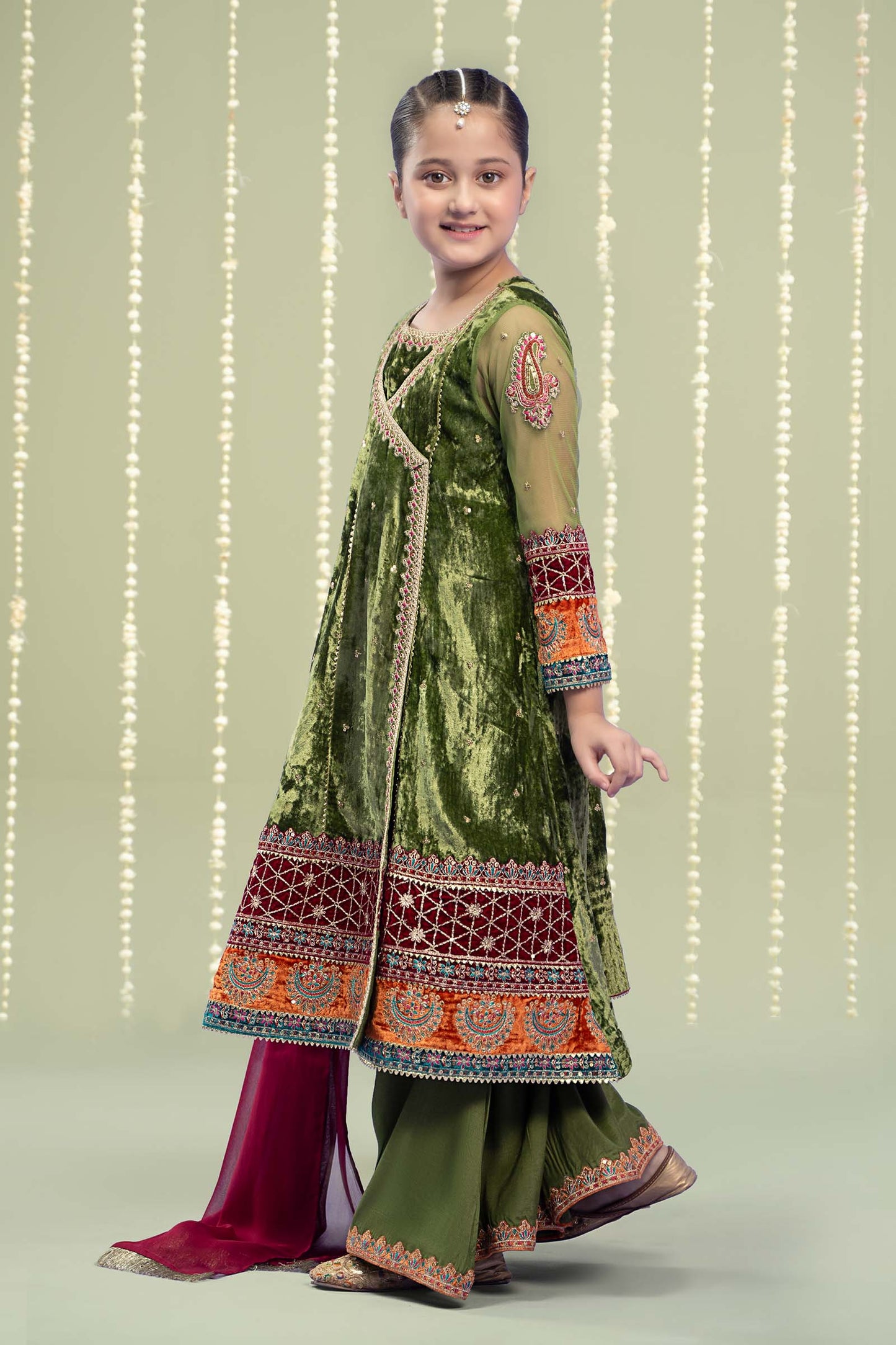 3 Piece Embroidered Velvet Suit
