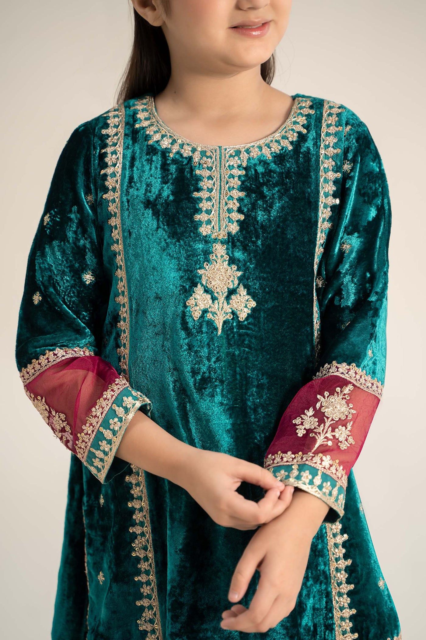 3 Piece Embroidered Velvet Suit